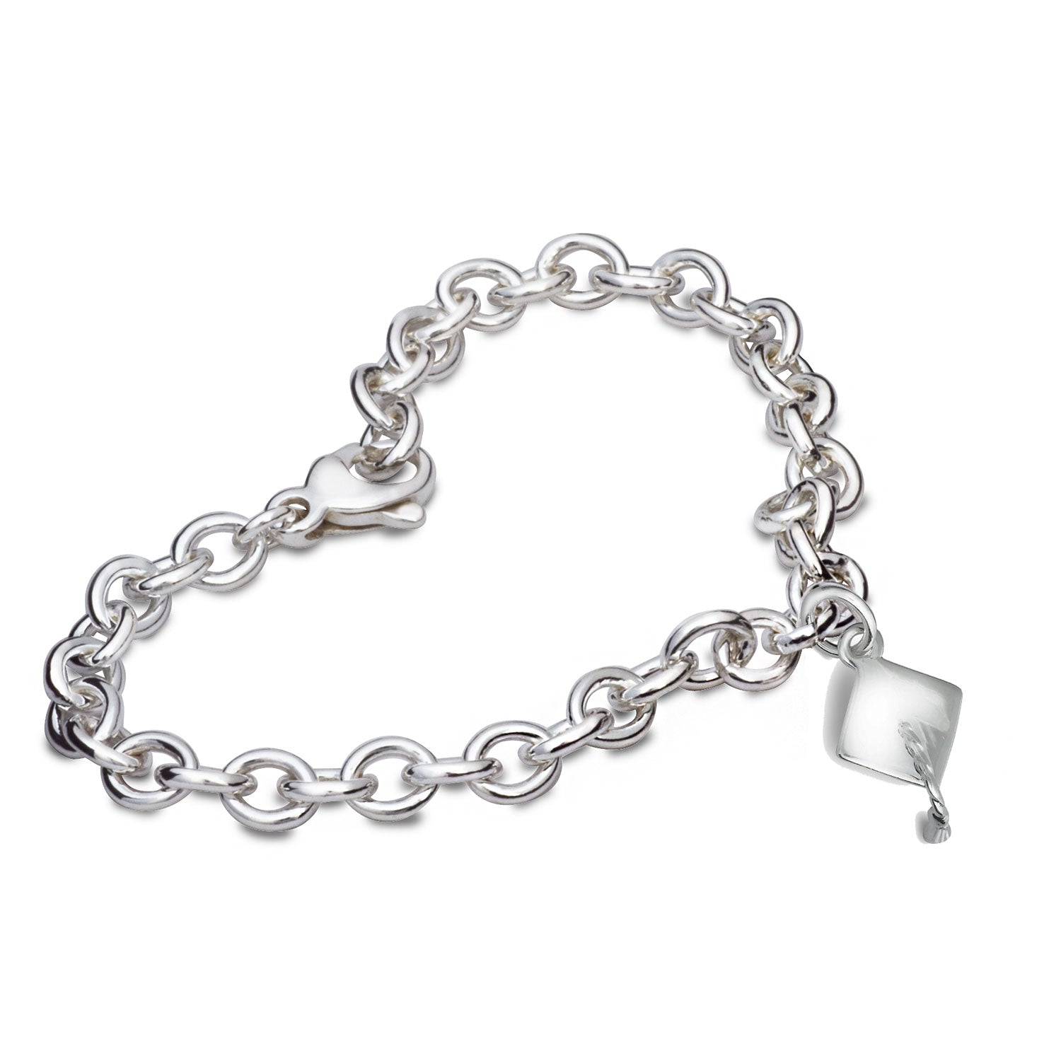Mortar Board Silver Charm Bracelet Graduation Gift For Her