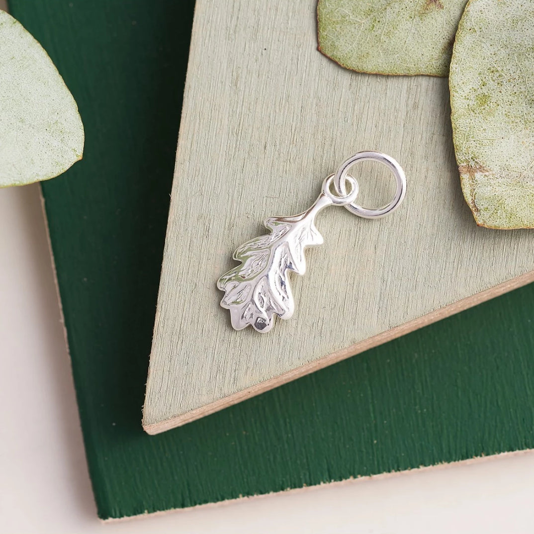 Oak Leaf Autumn Fall Silver Charm