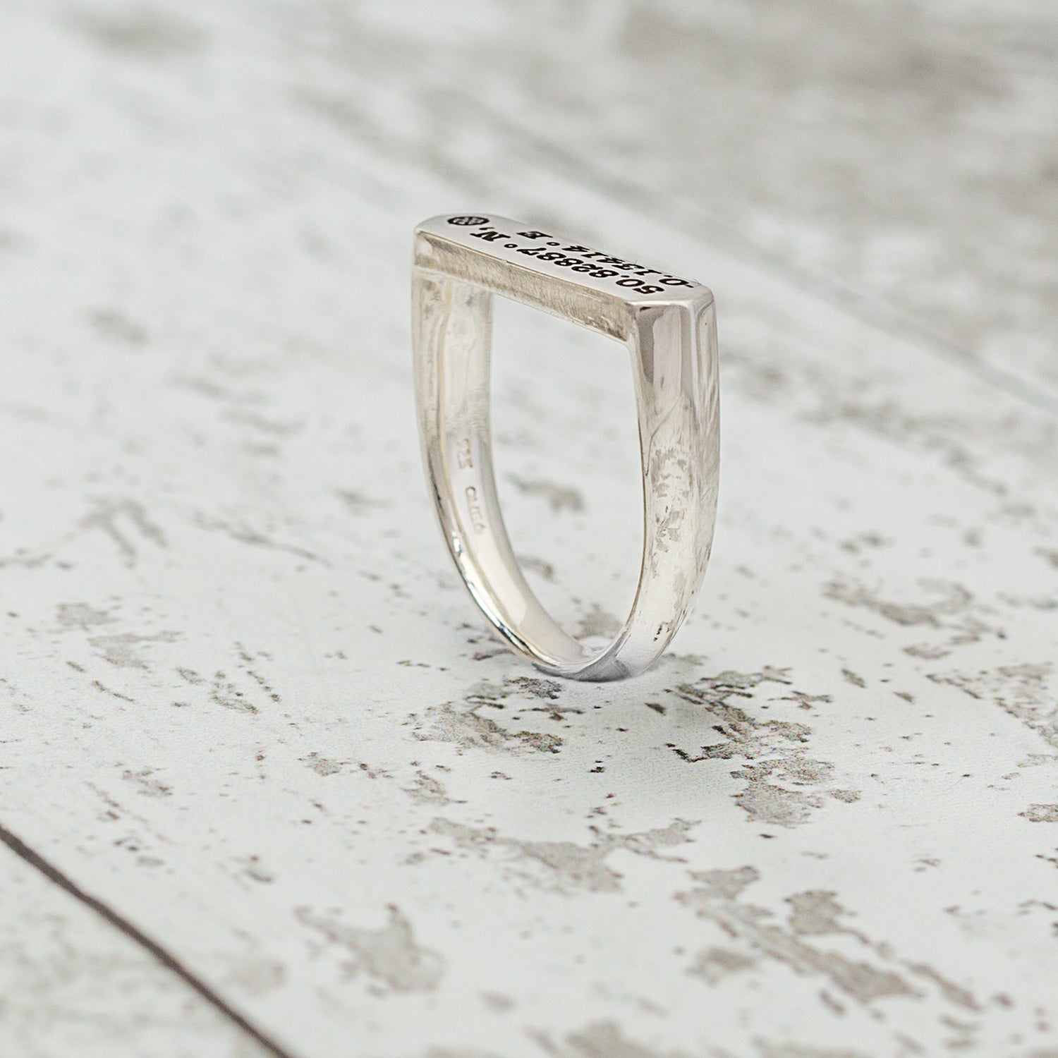 custom latitude longitude signet ring engraved gift for him scarlett jewellery