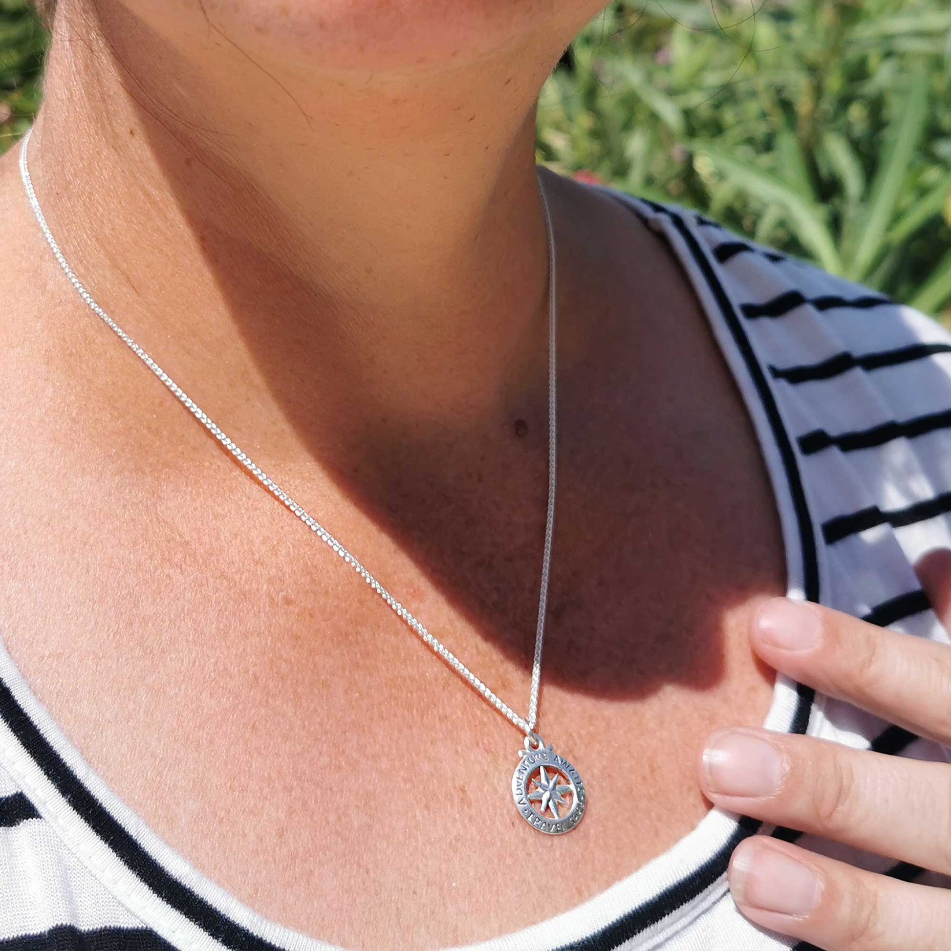 Compass outline travel safe charm off the map jewellery saint christopher alternative