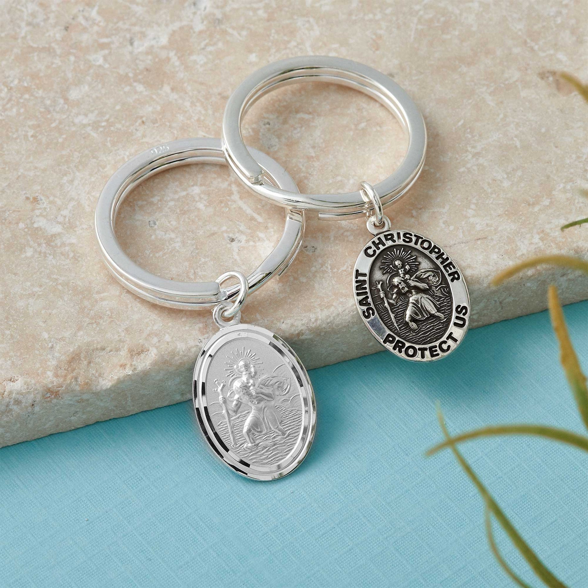 Saint Christopher Silver Keyring Solid sterling personalized engraved