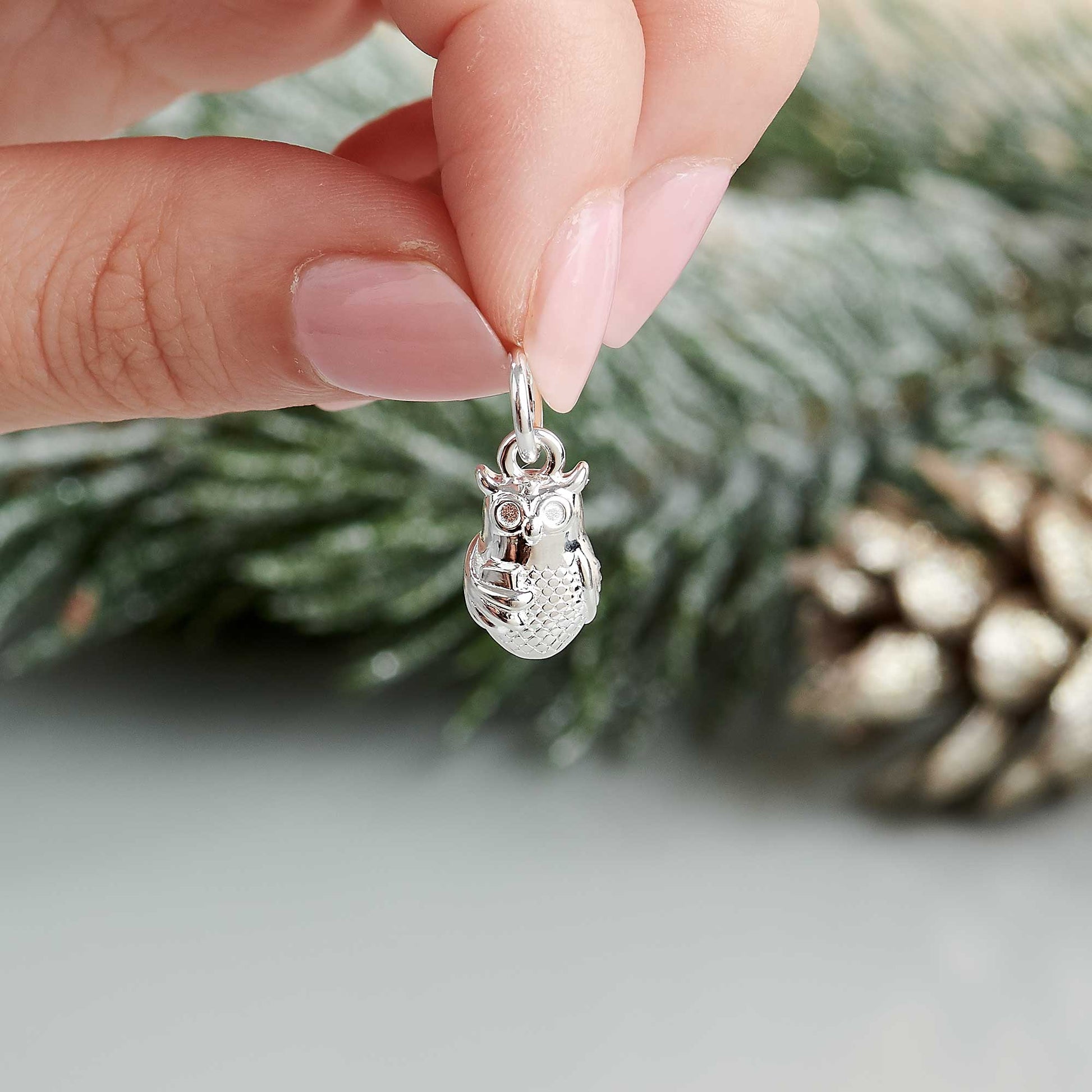 silver owl charm with book gift for passing exams graduation scarlett jewellery