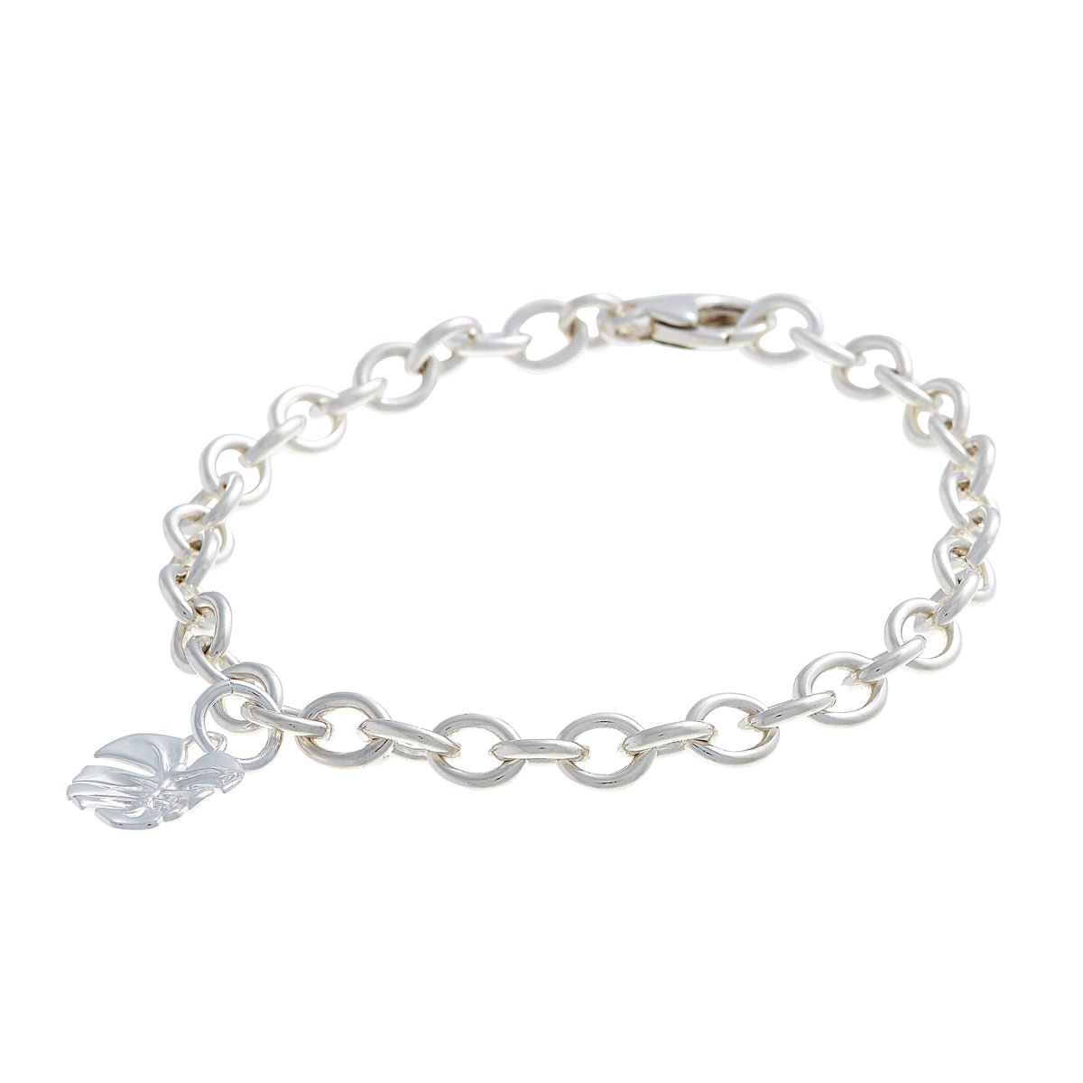 Monstera Palm Leaf Silver Charm Bracelet Scarlett Jewellery