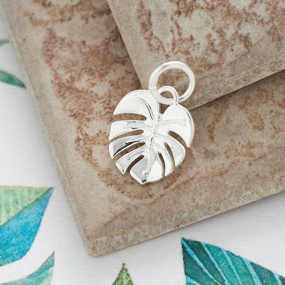 Monstera Palm Leaf Silver Charm Bracelet Scarlett Jewellery