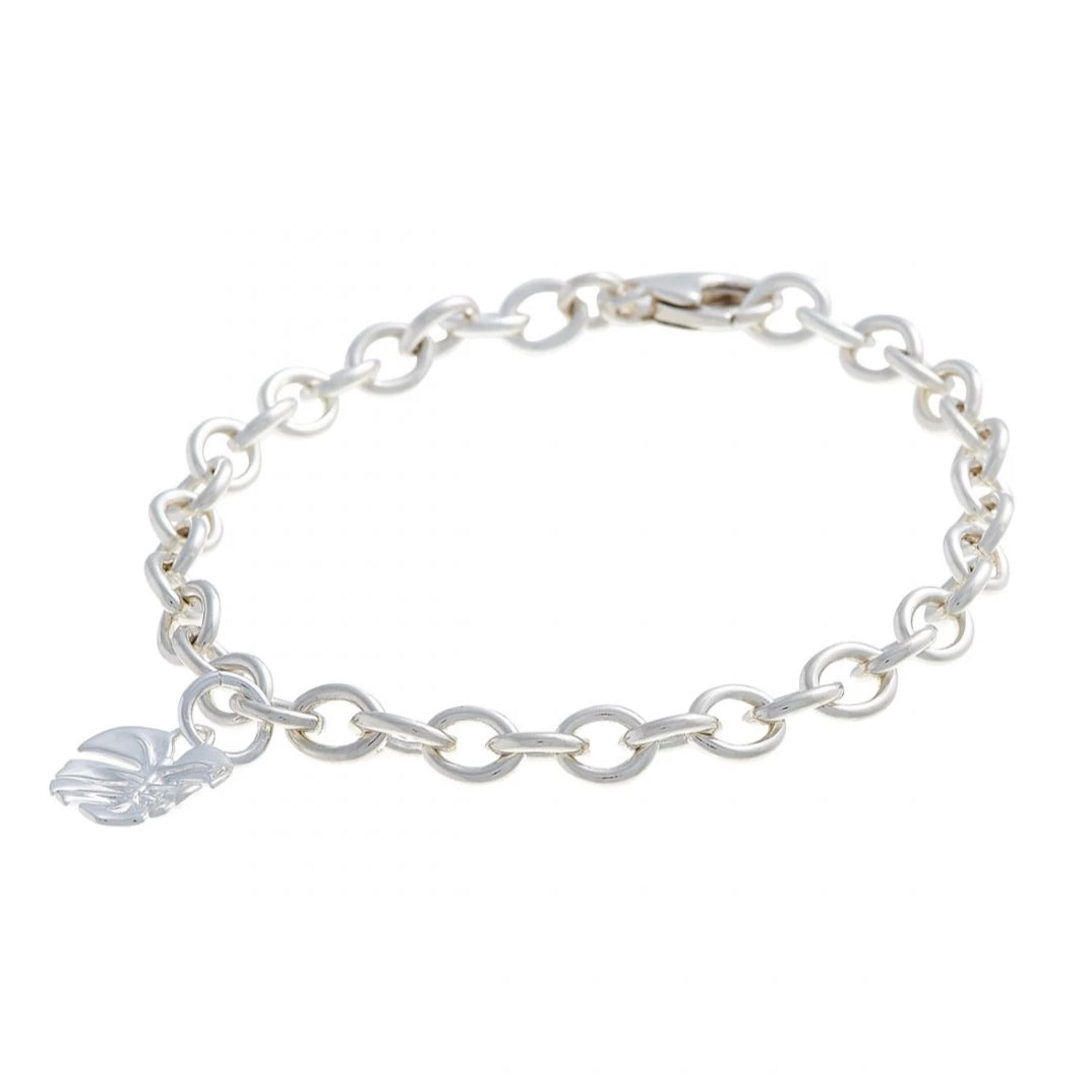 Monstera Palm Leaf Sterling Silver Charm Bracelet