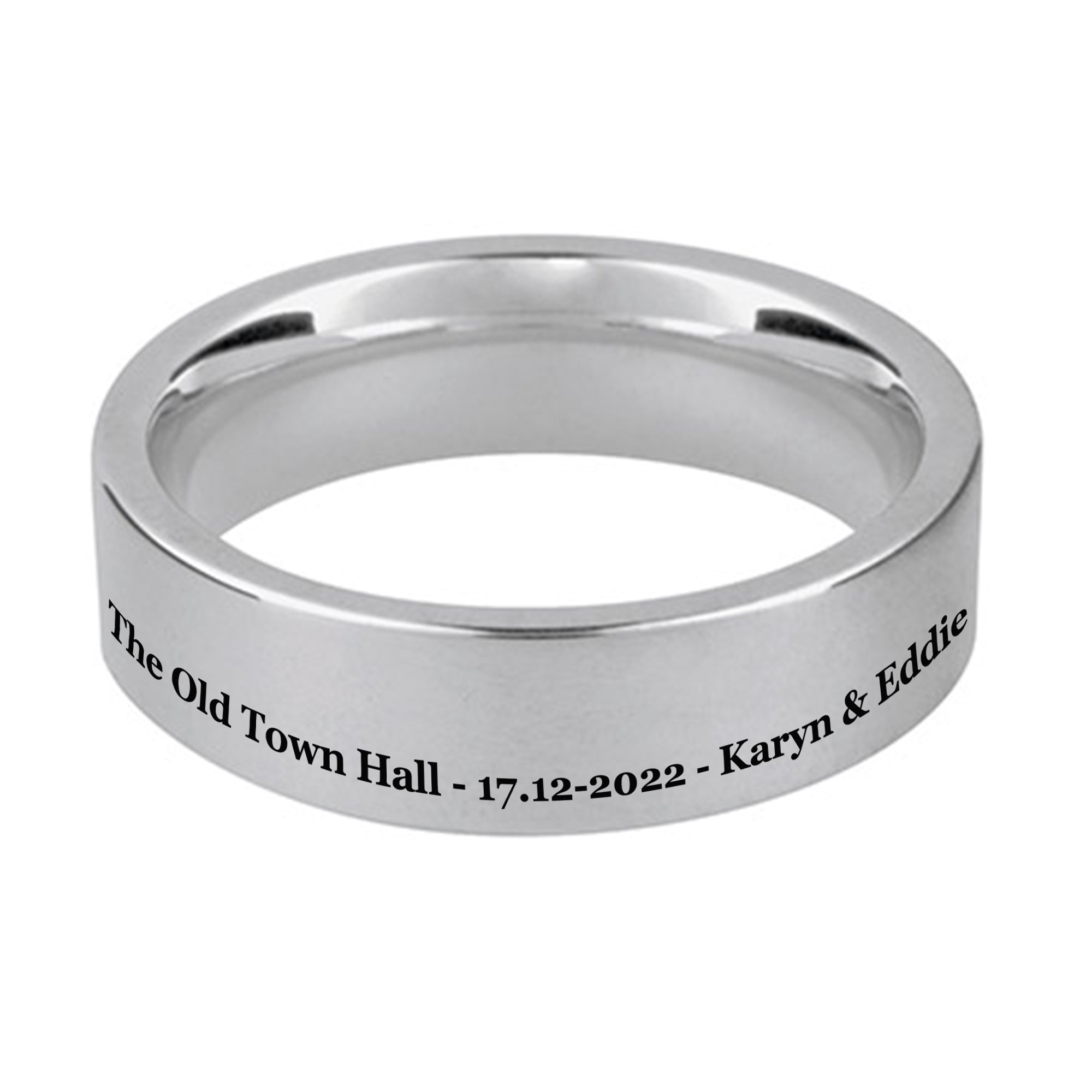 periphery edge engraved silver  5mm wide comfort court ring scarlett jewellery