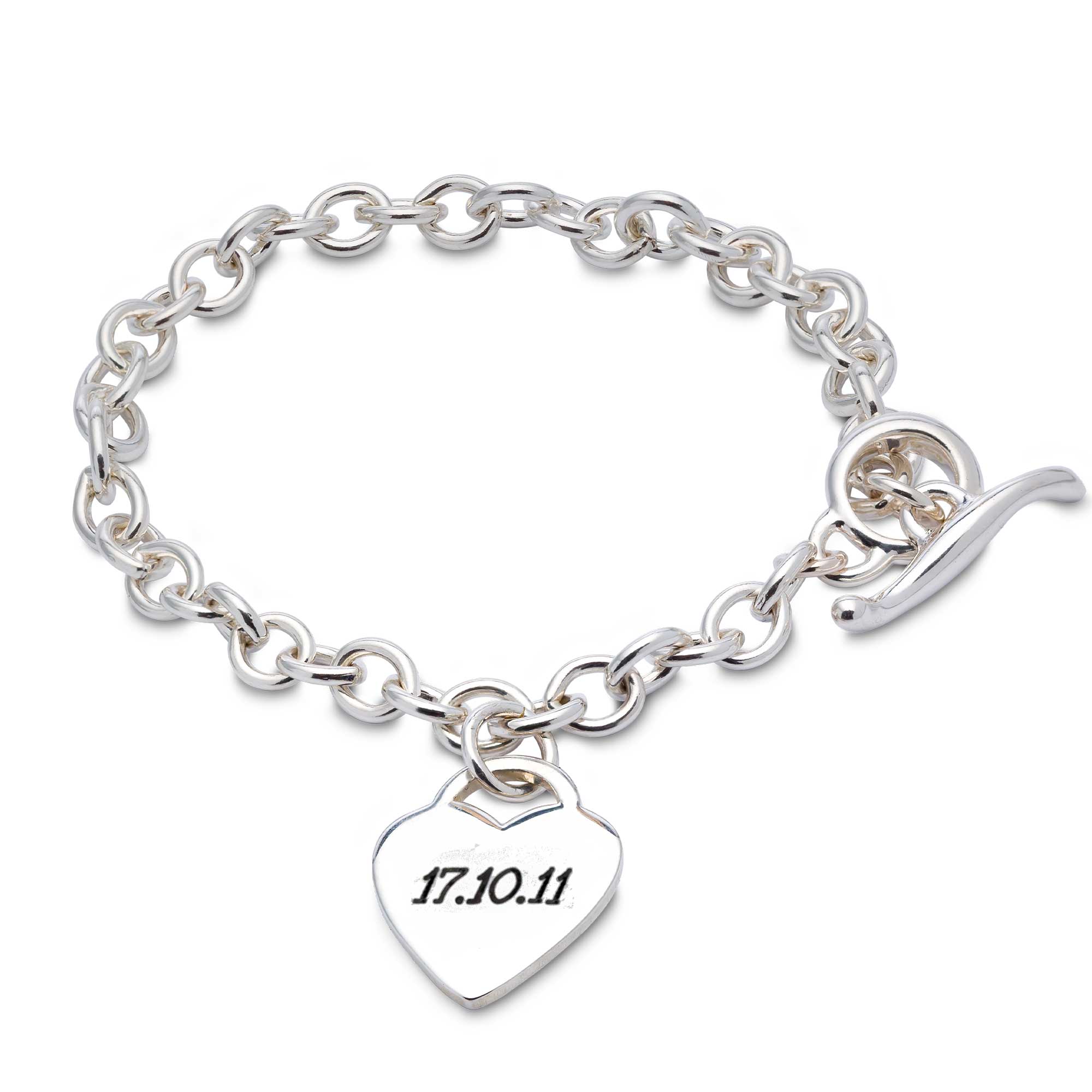 Personalised Heart Tag Silver Charm Bracelet Scarlett Jewellery