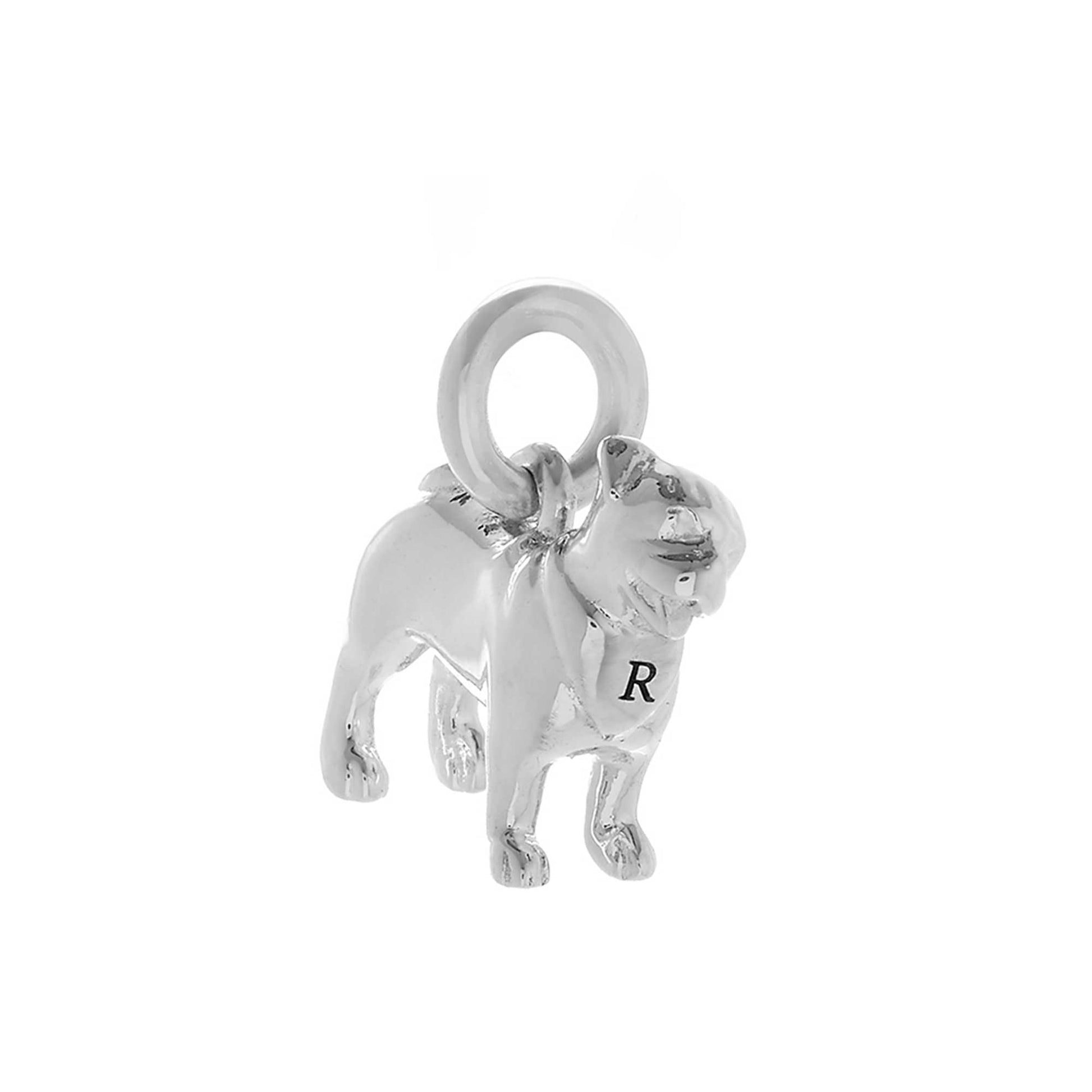 Pug dog breed solid sterling silver dog charm for bracelet Scarlett Jewellery Ltd