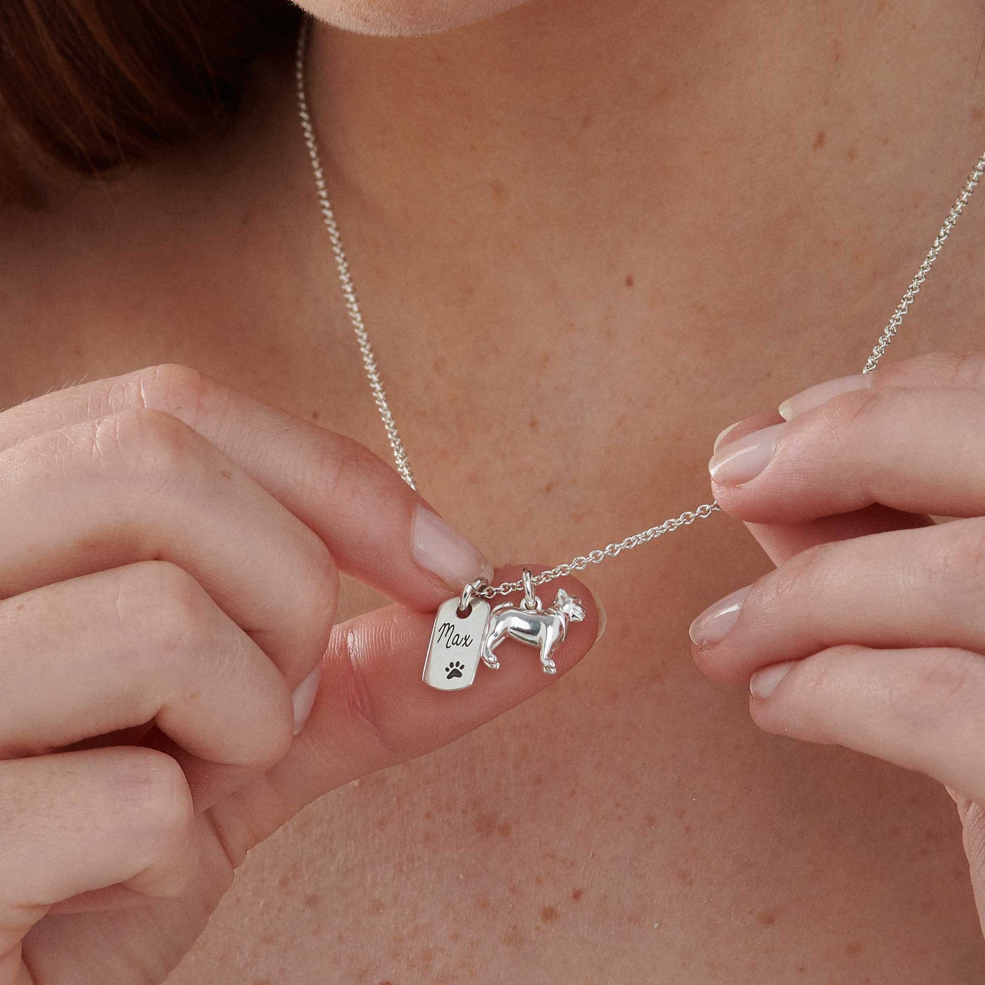 pug silver personalised necklace scarlett jewellery