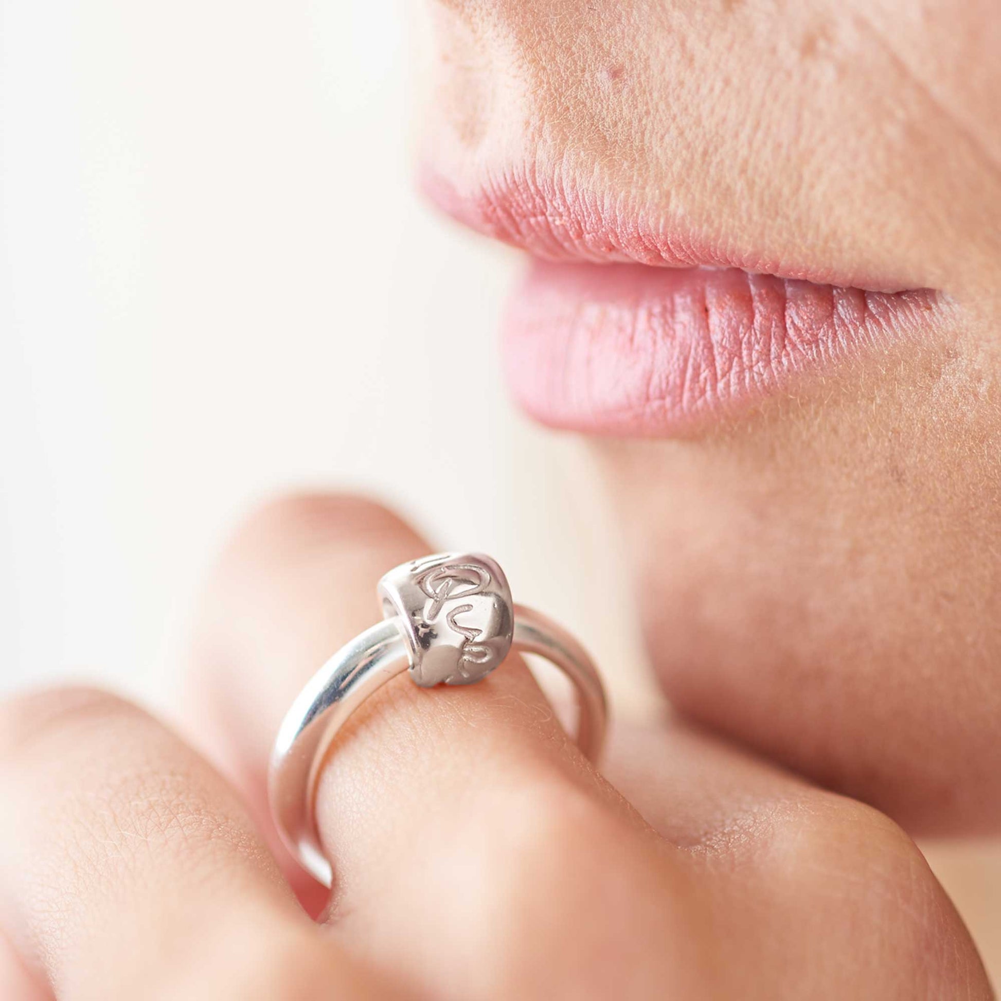 Que Sera Silver Worry bead Ring unique designer Scarlett Jewellery