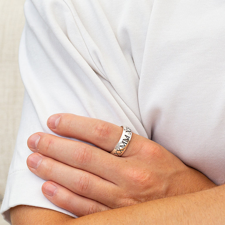 polished finish roman numerals ring scarlett jewellery Brighton UK