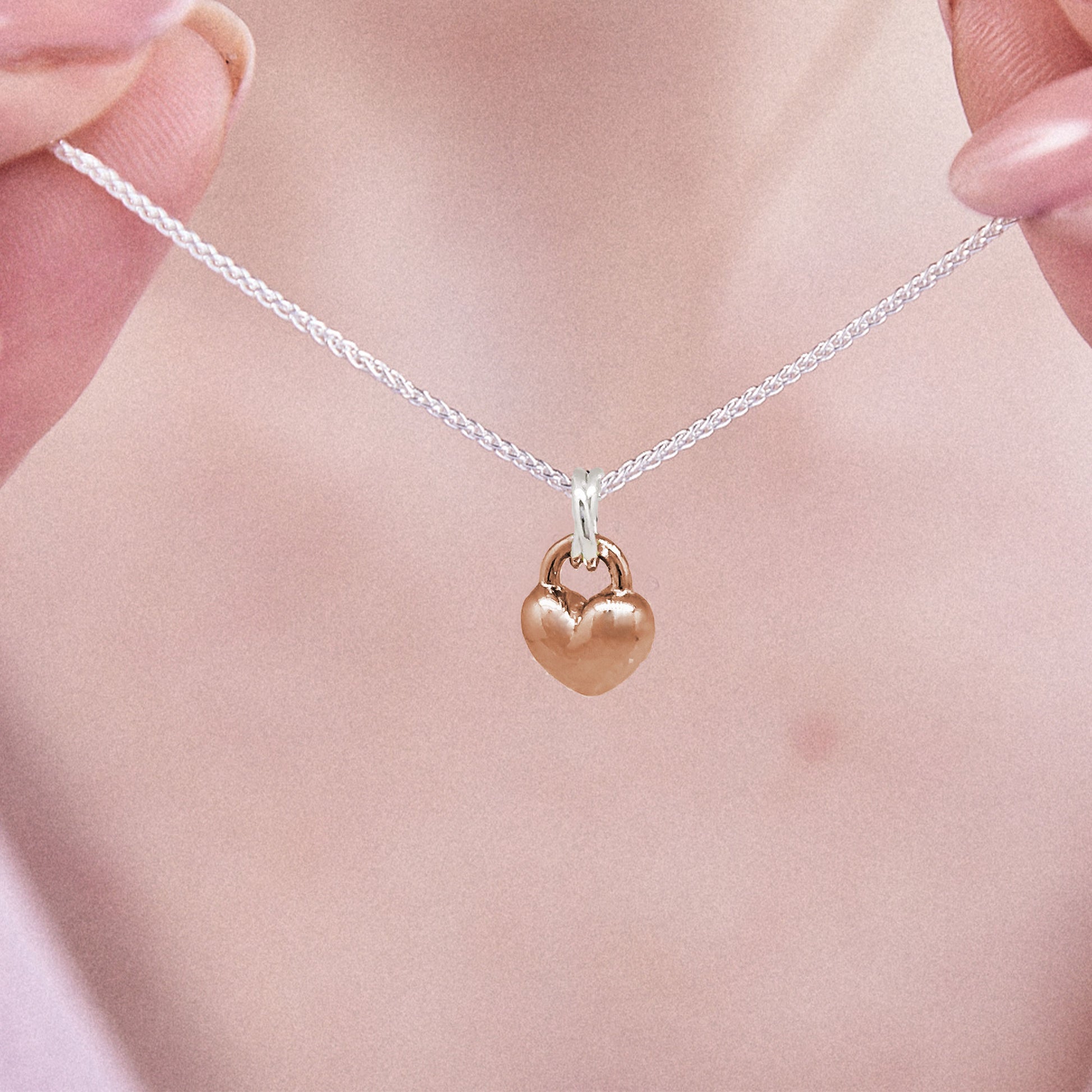 solid rose gold and silver love heart pendant necklace romantic anniversary gift for girlfriend wife