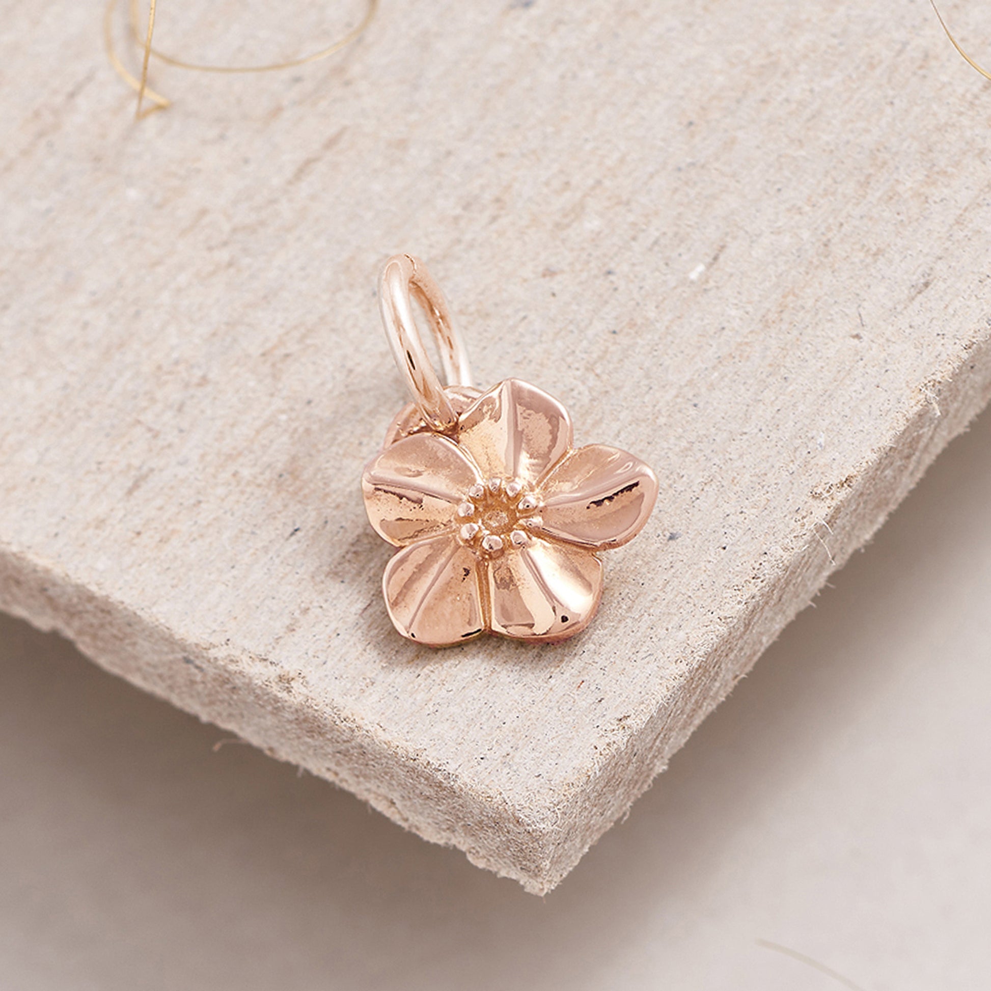 18ct Rose gold vermeil forget me not flower charm scarlett jewellery Brighton UK