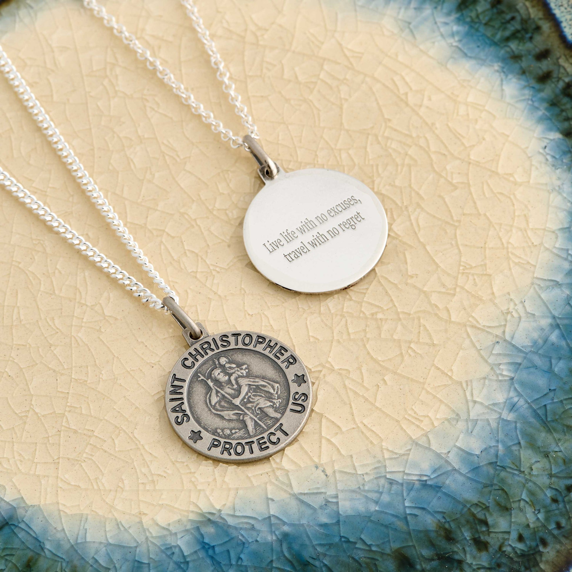 vintage antique look silver necklace engraved travel with no regret