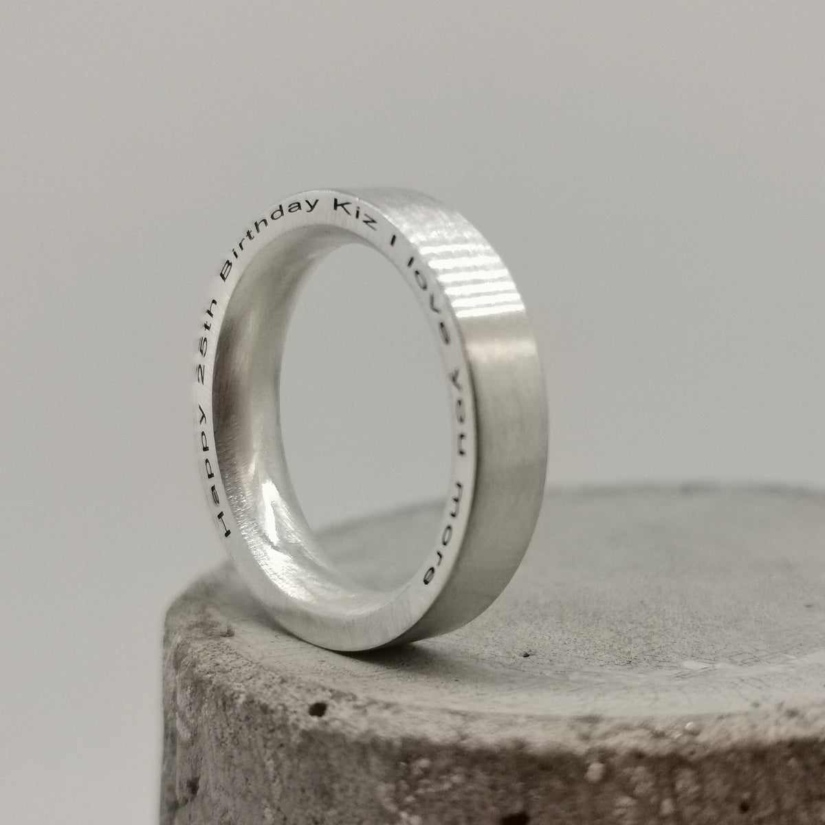 engraved edge of silver ring scarlett jewellery brighton UK