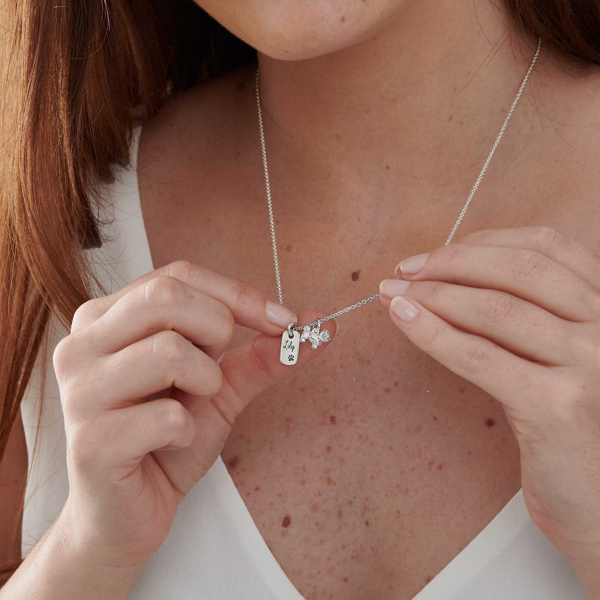 shih tzu silver personalised necklace scarlett jewellery