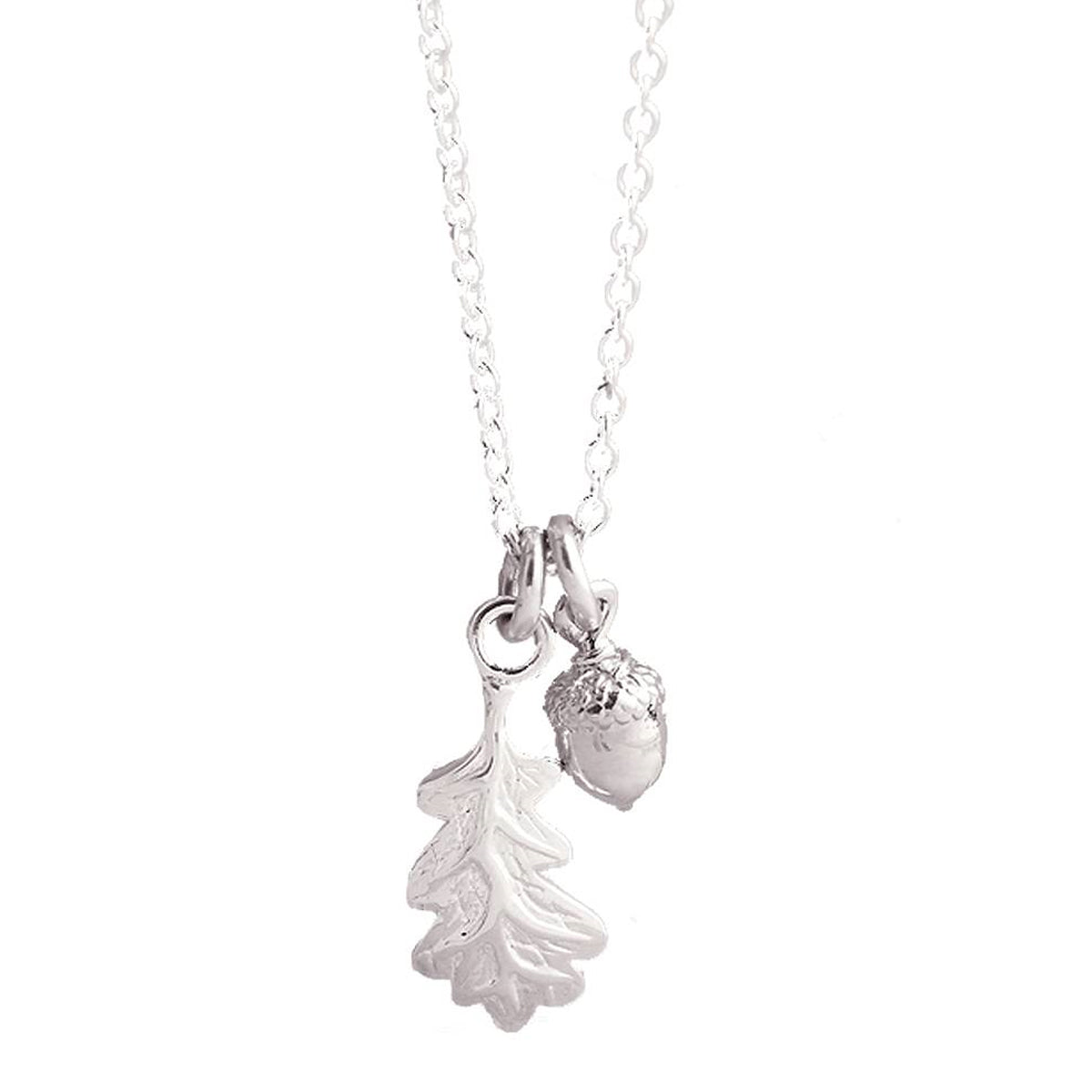 Little Acorn and oak leaf Solid Silver Tiny Necklace Designer Scarlett Jewellery