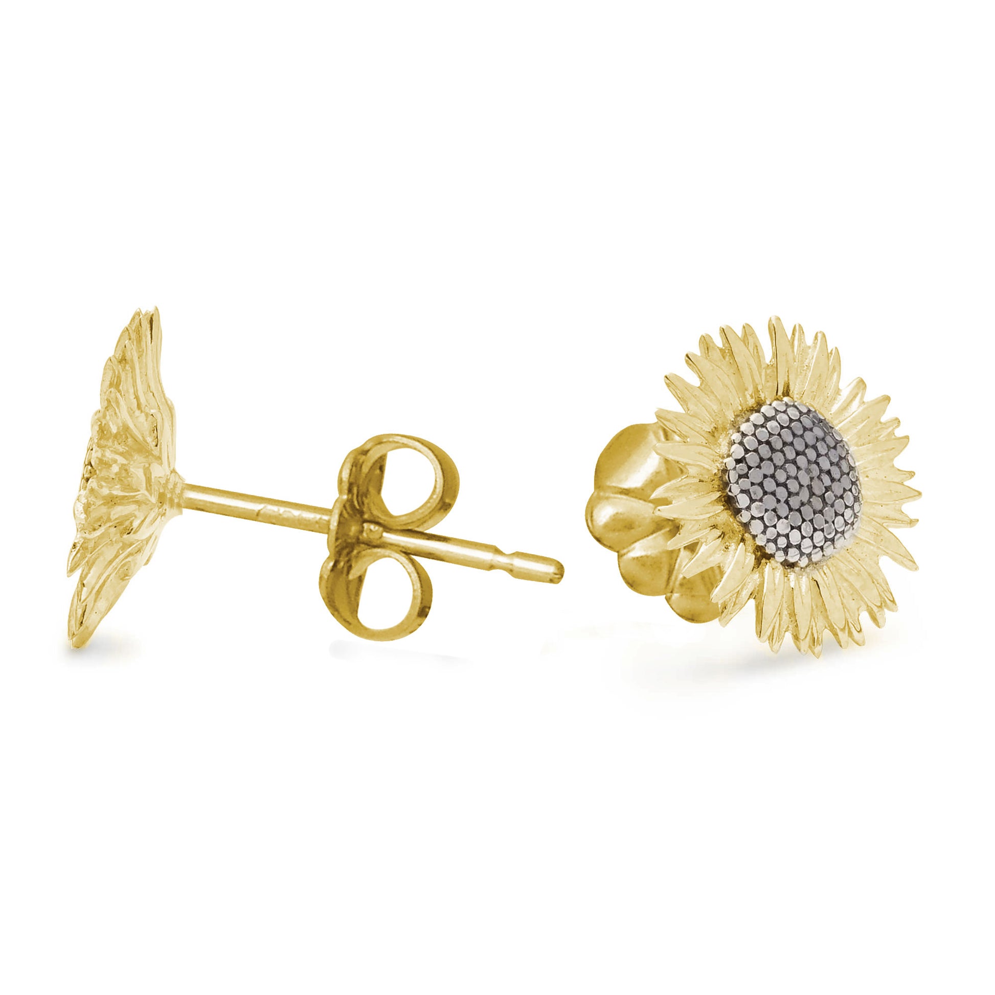 solid gold vermeil sunflower stud earrings flower studs chelsea flower show