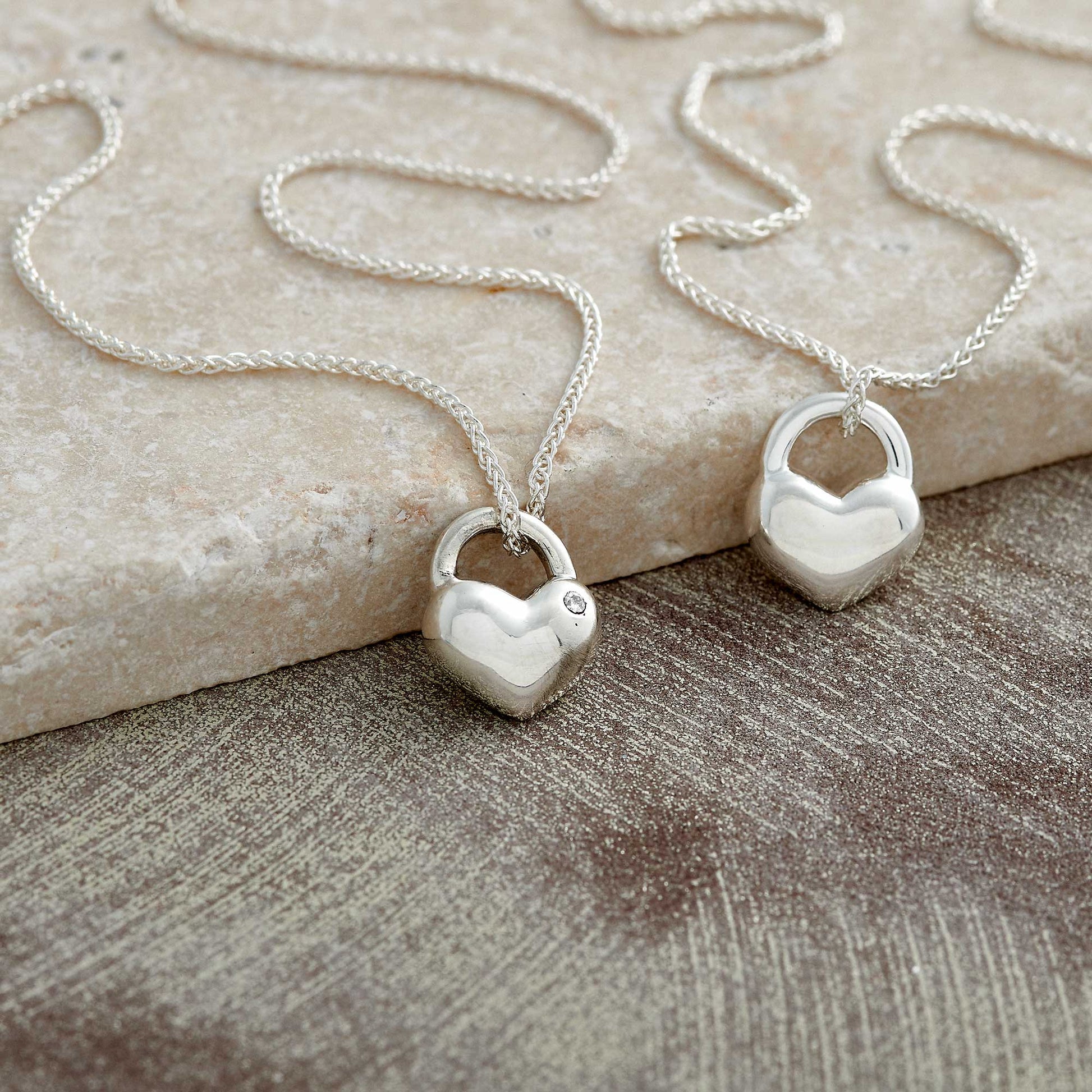 silver heart necklace with diamond scarlett jewellery Brighton