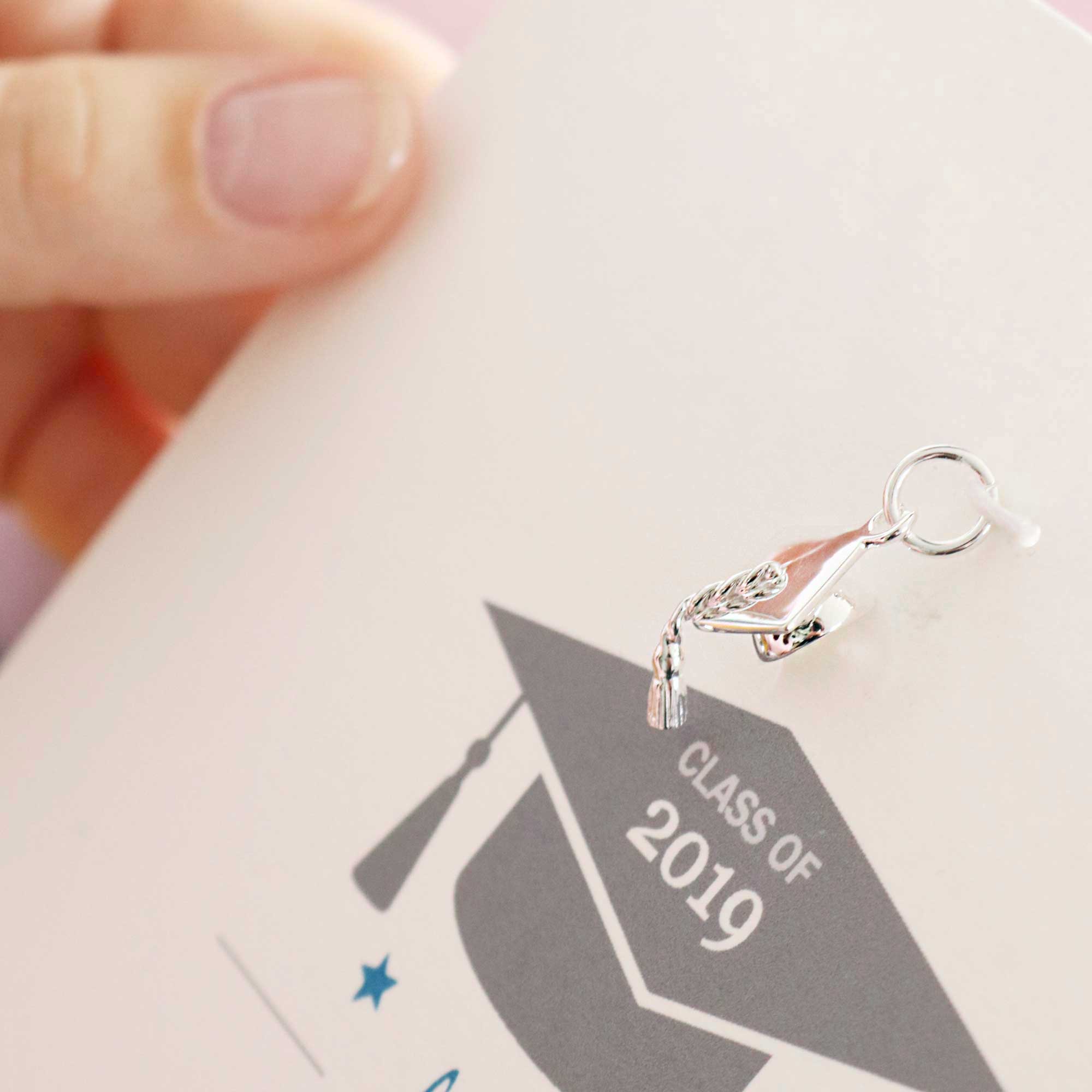Mortar Board Charm Personalised Graduation Gift Card Scarlett Jewellery