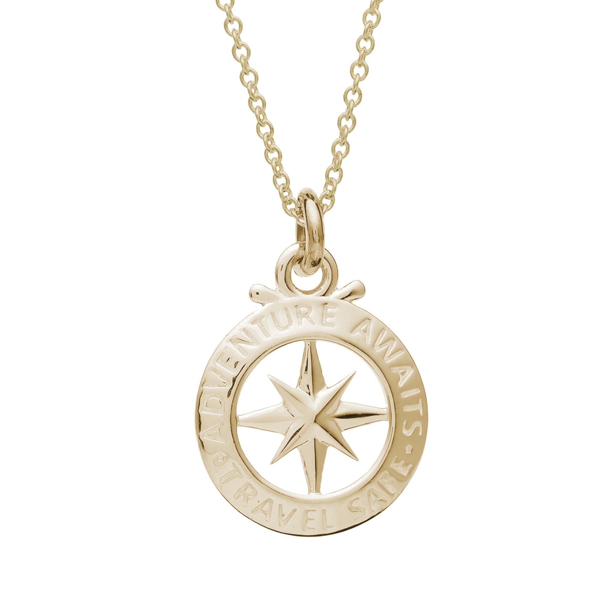 small solid 9ct gold st christopher alternative necklace compass pendant