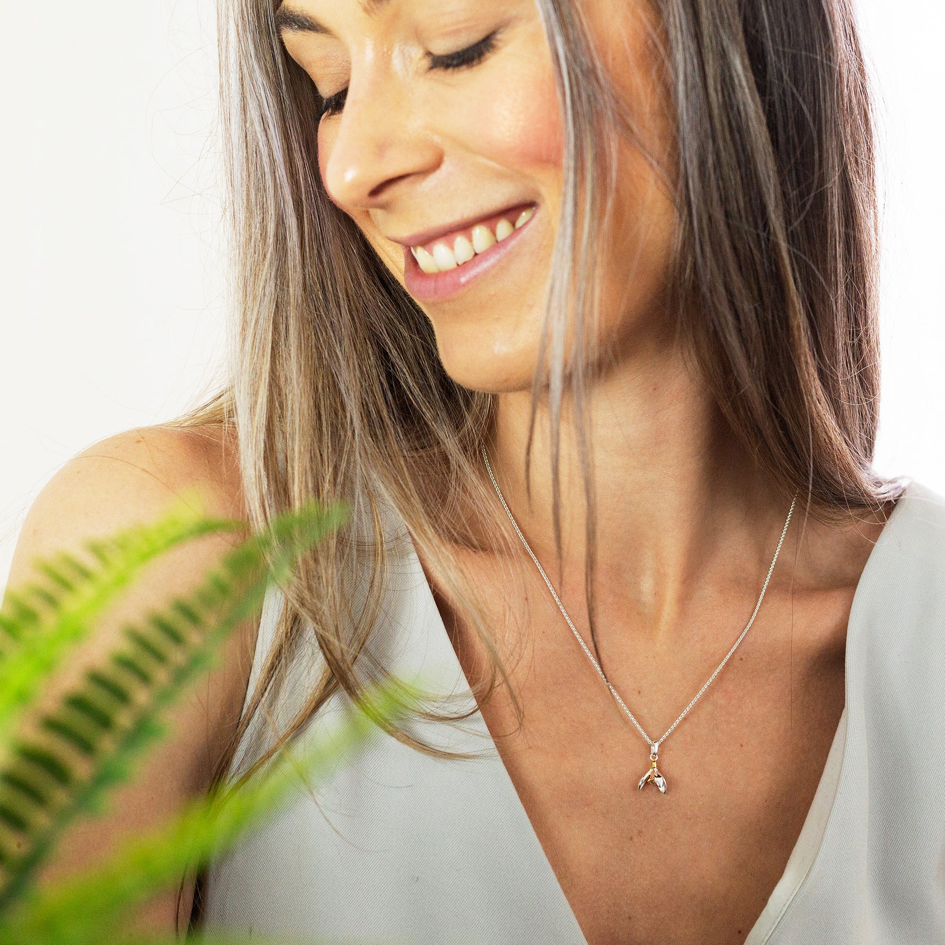 snowdrop silver and gold necklace