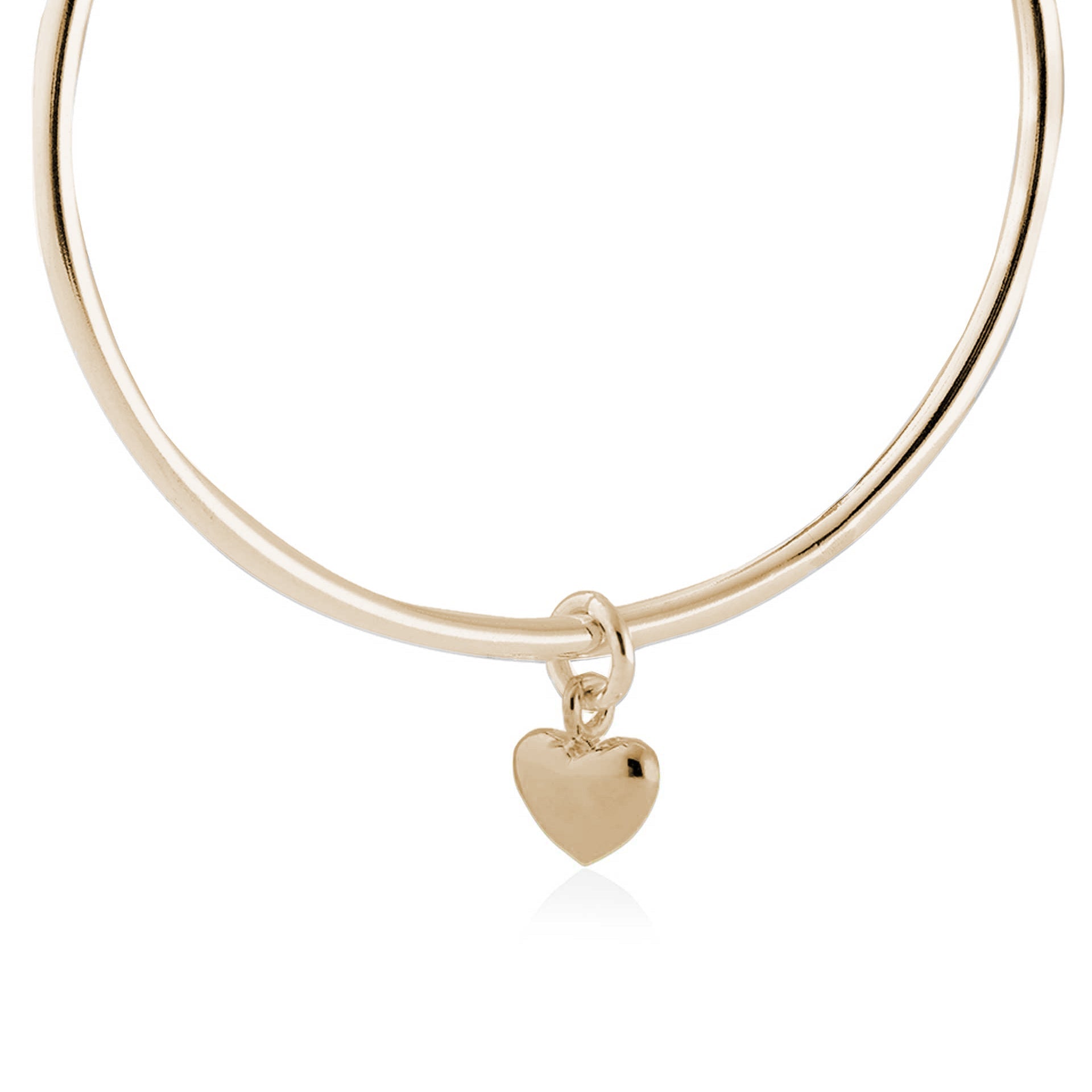 recycled solid 9k gold bangle for women with heart charm stacking bracelet bangle solid fine gold scarlett jewellery Brighton UK