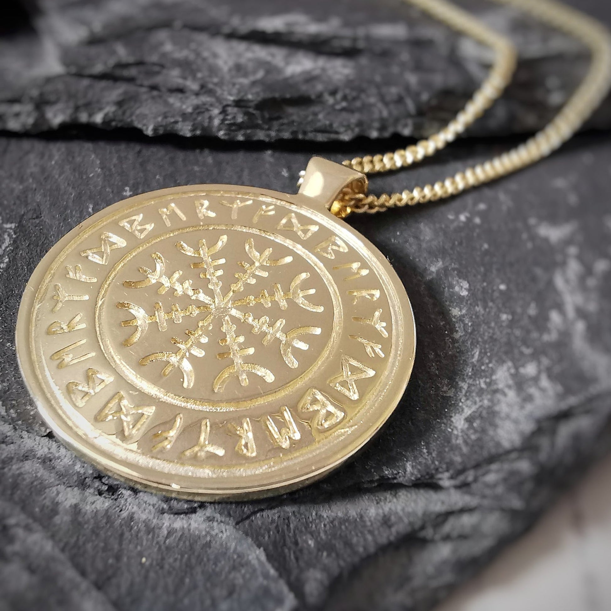 solid gold mens rune necklace travel gift alternative gold saint christopher