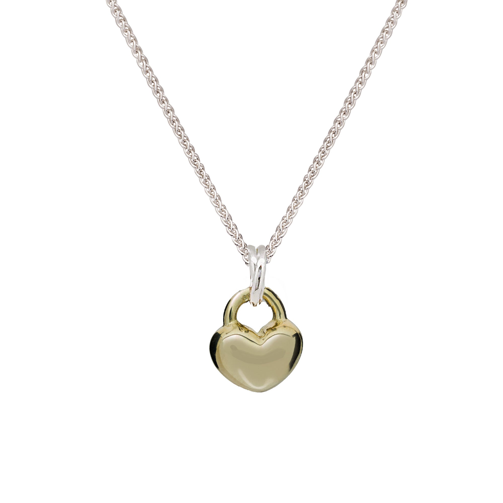 solid gold and silver love heart pendant necklace romantic anniversary gift for girlfriend wife