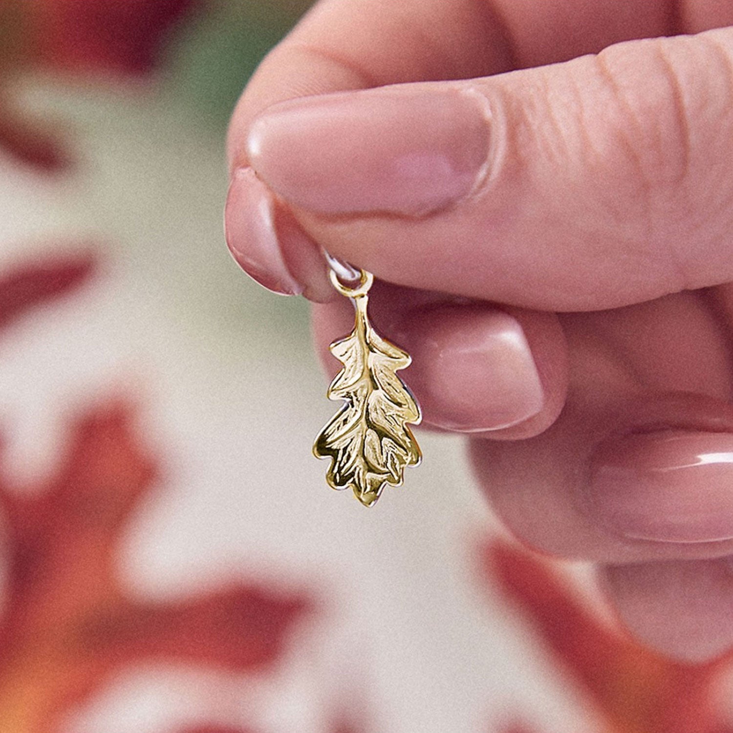 Solid gold acorn oak leaf charm Scarlett Jewellery