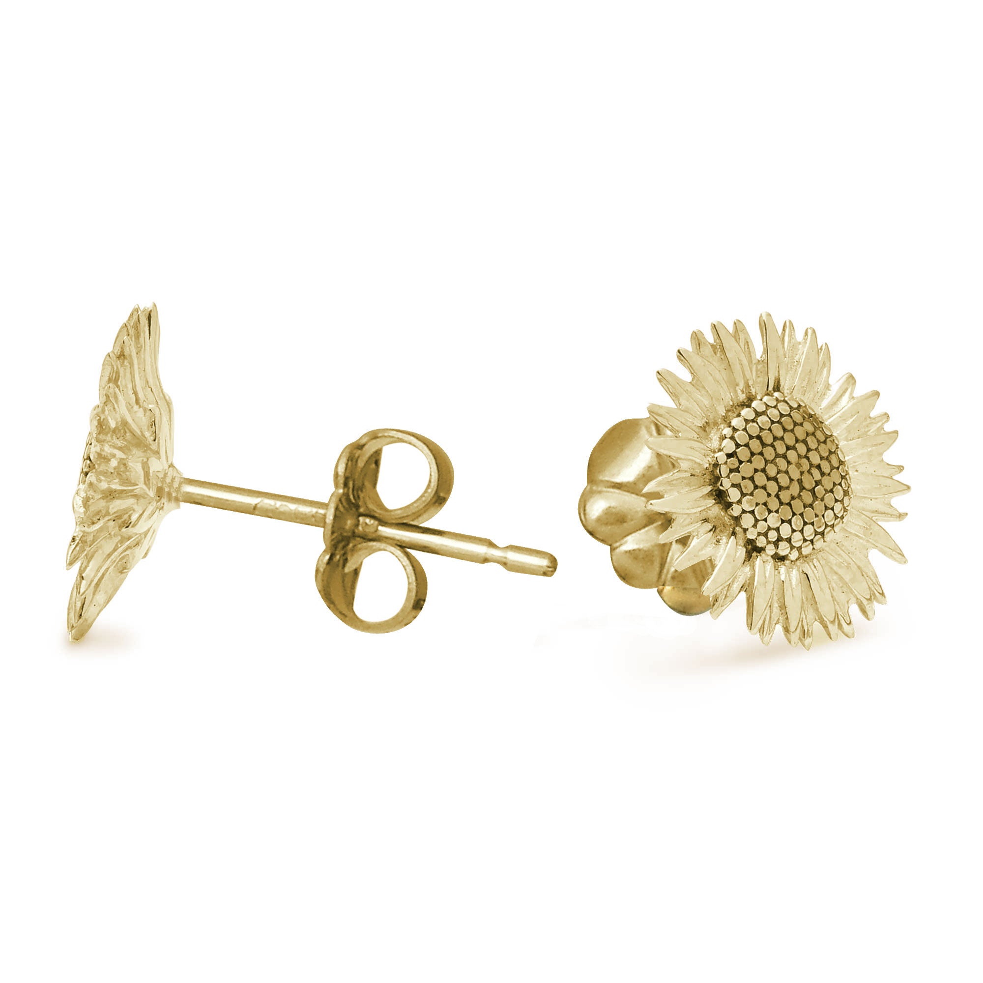 Solid Gold Sunflower Stud Earrings from Scarlett Jewellery