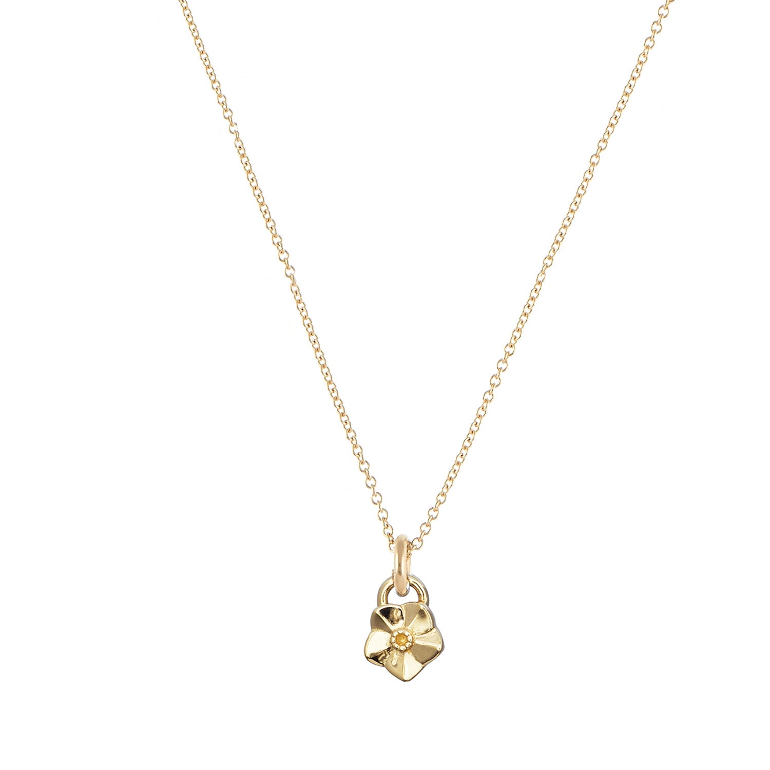 Solid gold forget me not necklace scarlett jewellery
