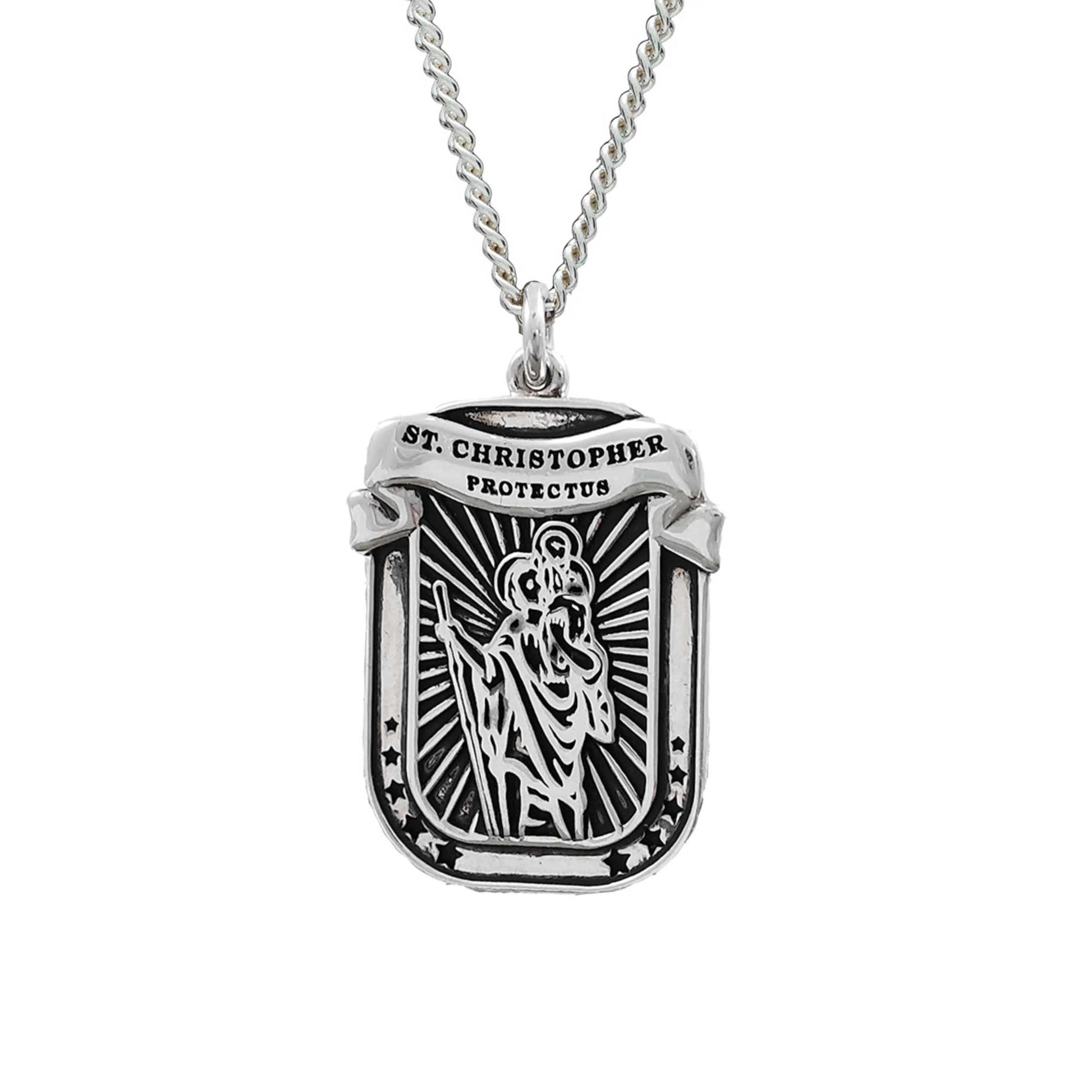 modern saint christopher protectus ribbon dog tag birthday gift idea for 21st son