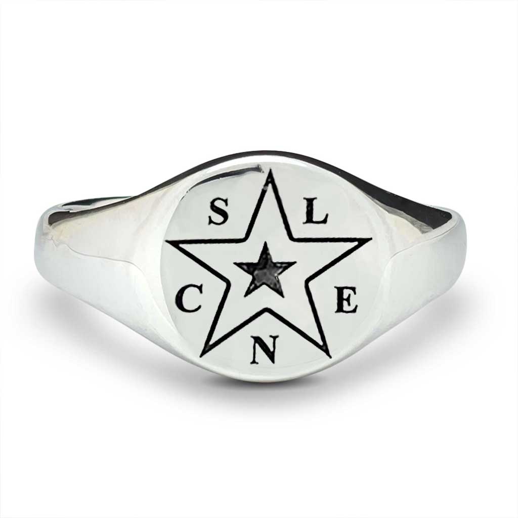 initials mens signet ring personalised star family gift for dad
