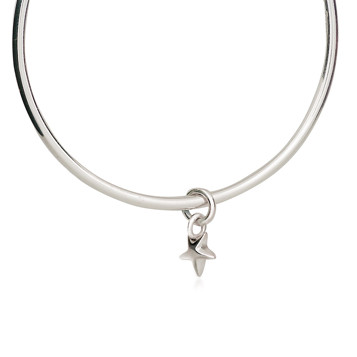 Organic Silver Star Charm Bangle by Scarlett Jewellery