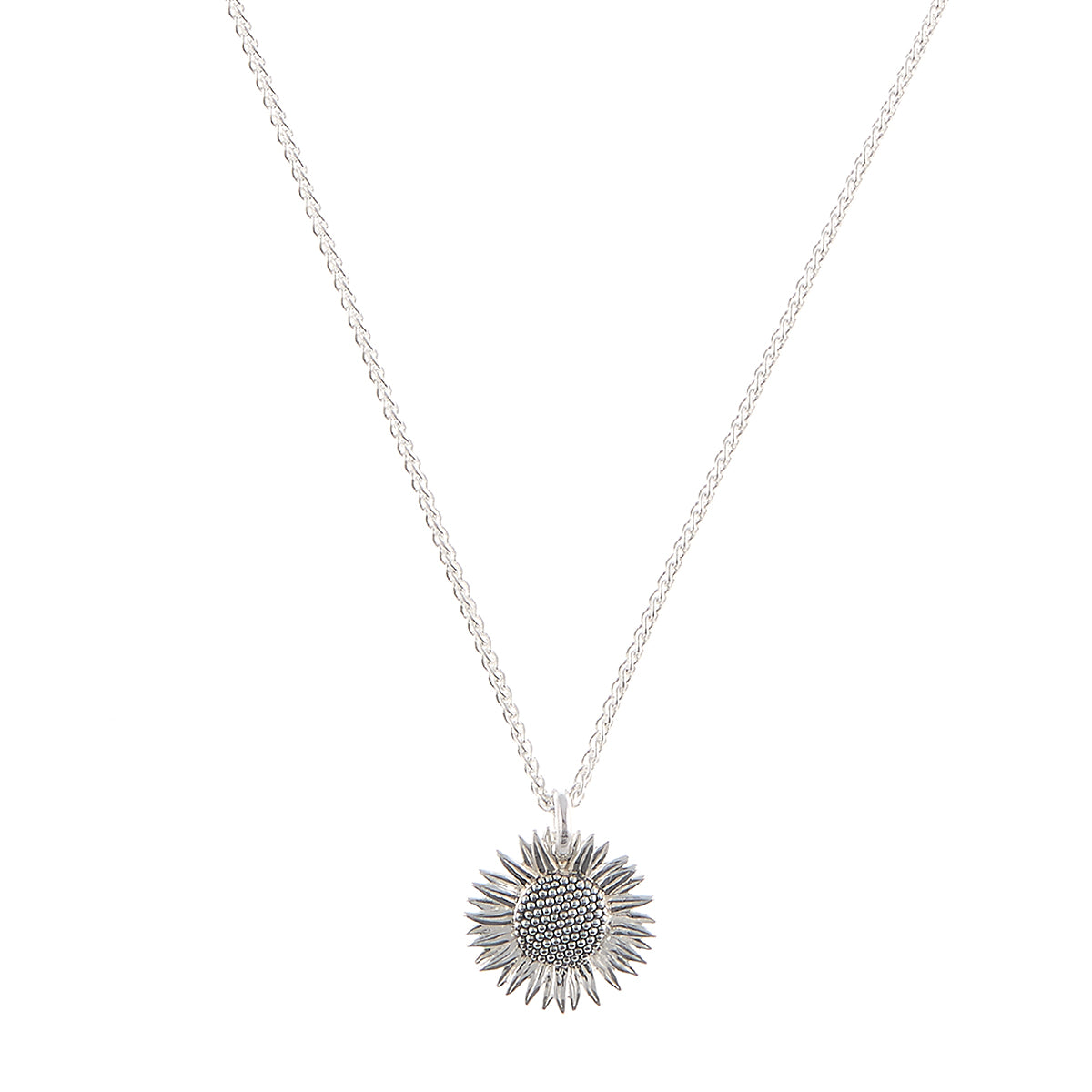 solid 925 sterling silver sunflower necklace pendant scarlett jewellery