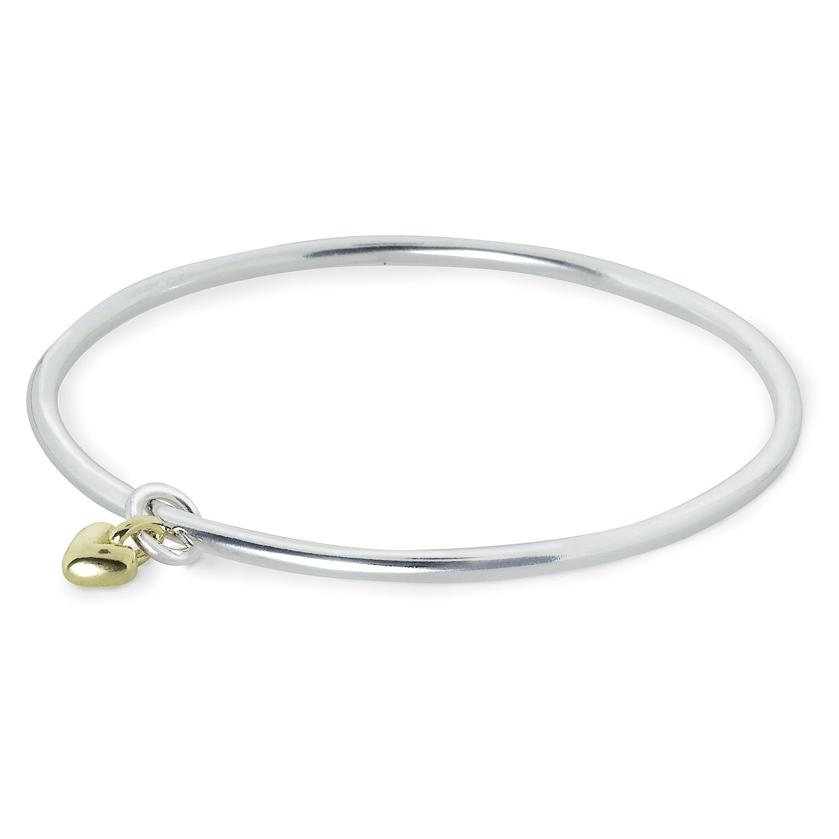 Sweetheart Silver & Gold Heart Charm Bangle Designer Silver Jewellery Scarlett Jewellery