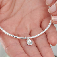 tiny daisy flower silver bangle nature inspired jewellery chelsea flower show scarlett Jewellery