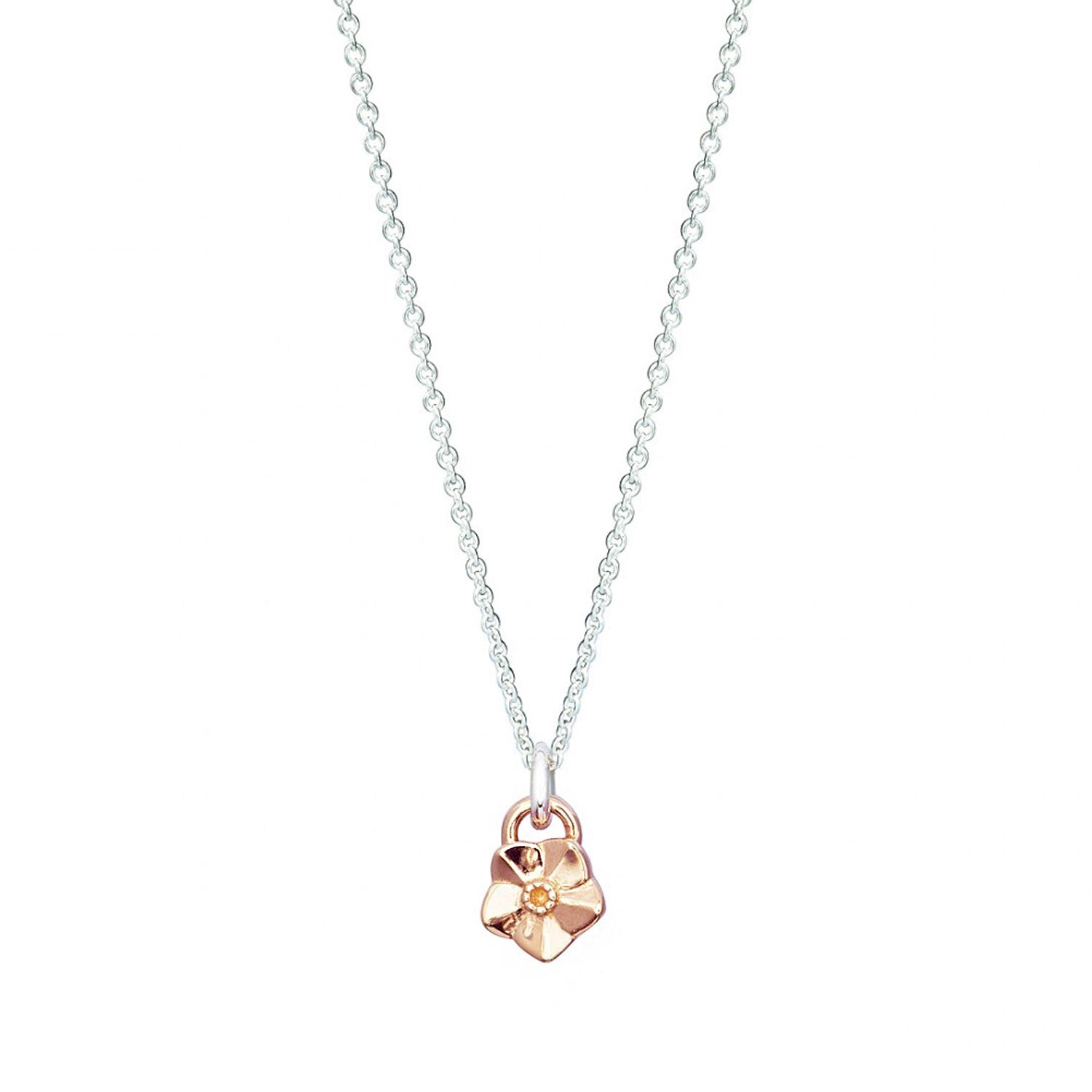 Tiny Forget-Me-Not rose Gold Charm Necklace Memorial Gift Scarlett Jewellery