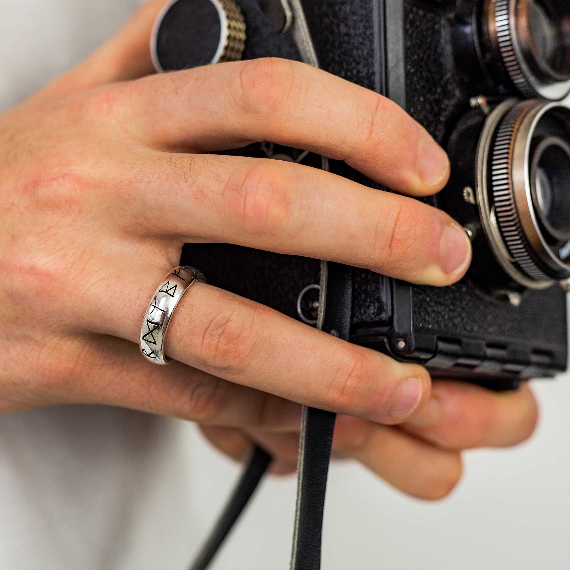 viking norse rune travel ring mens silver symbols past times style