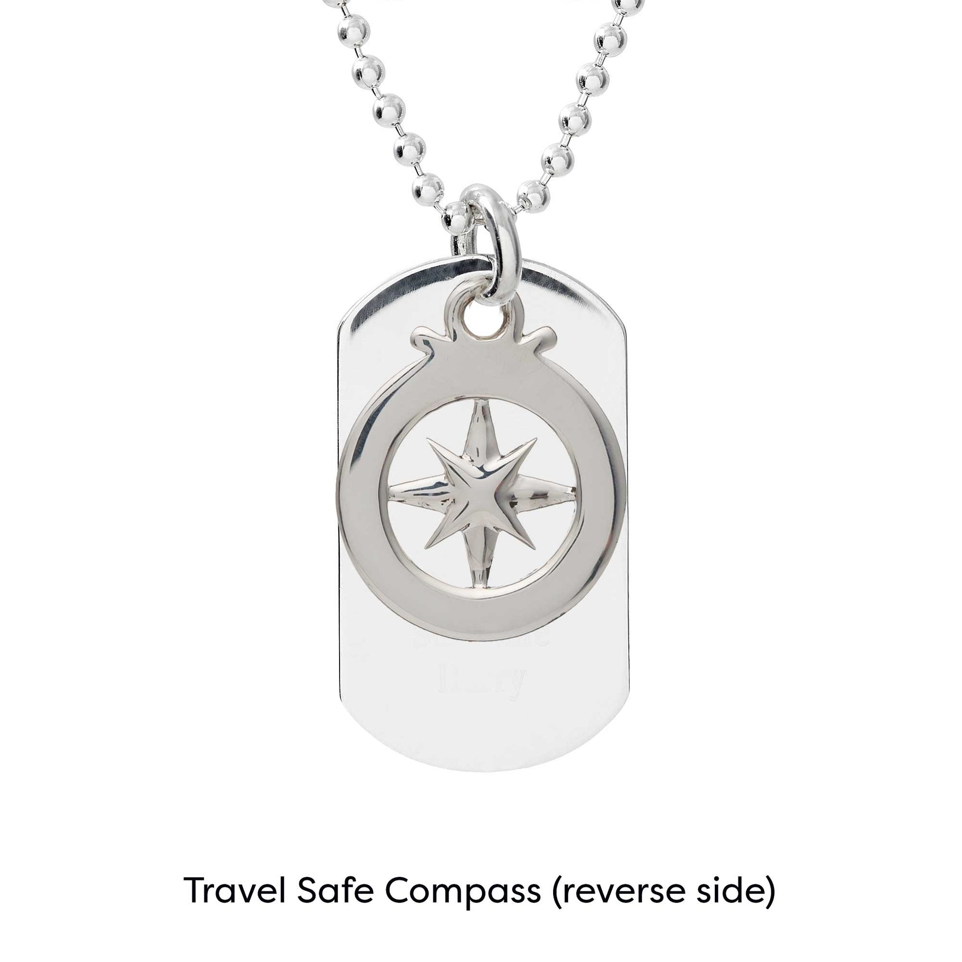 travel safe dog tag mens necklace with coordinates latitude longitude engraved pendant