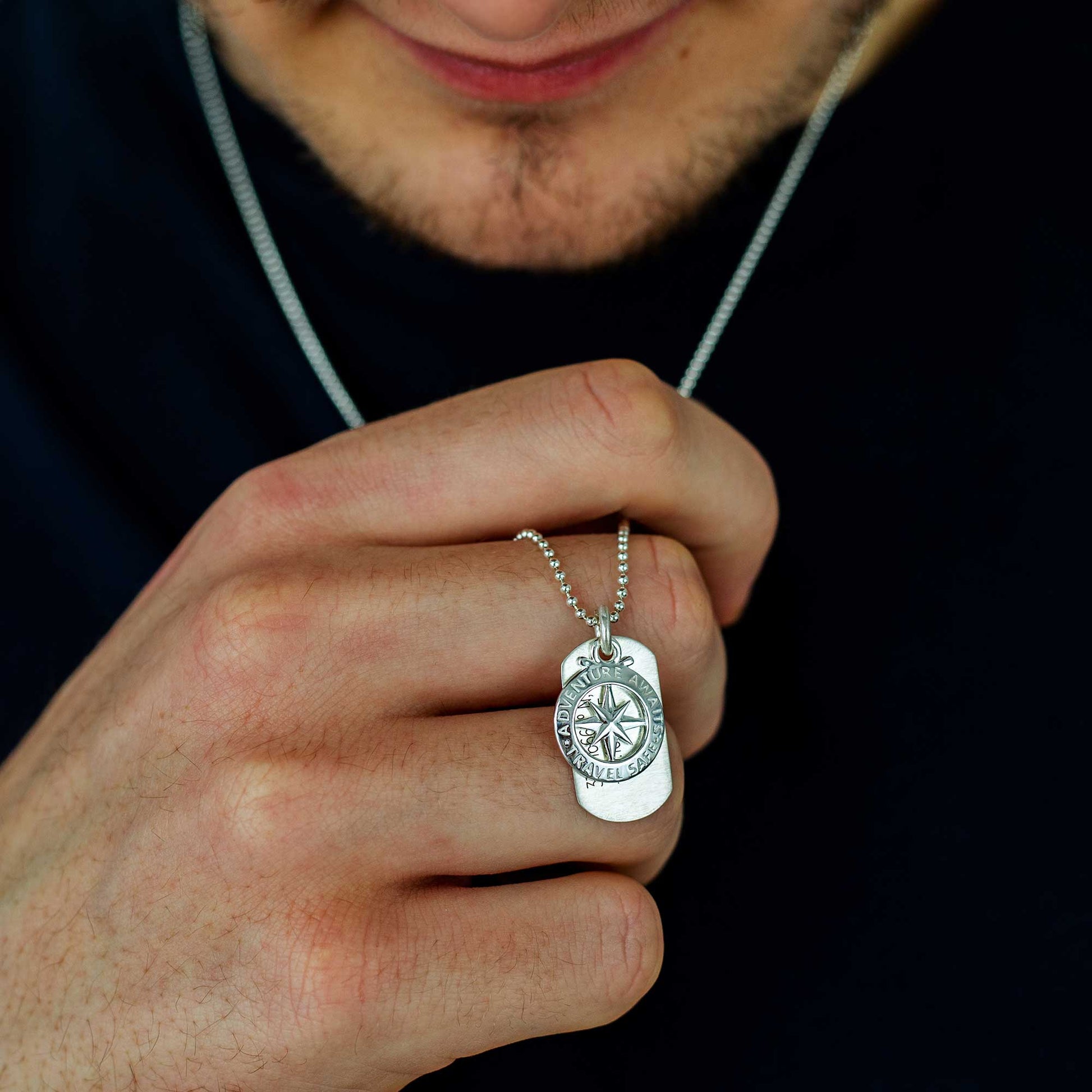 travel safe alternative saint christopher dog tag with coordinates engraving