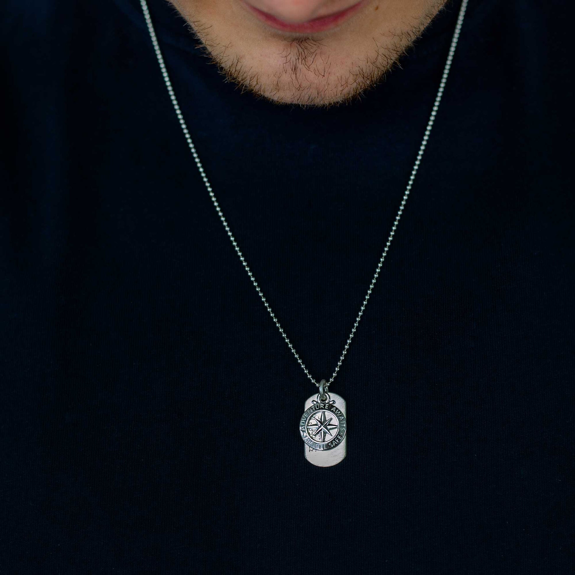 travel safe alternative saint christopher dog tag with coordinates engraving