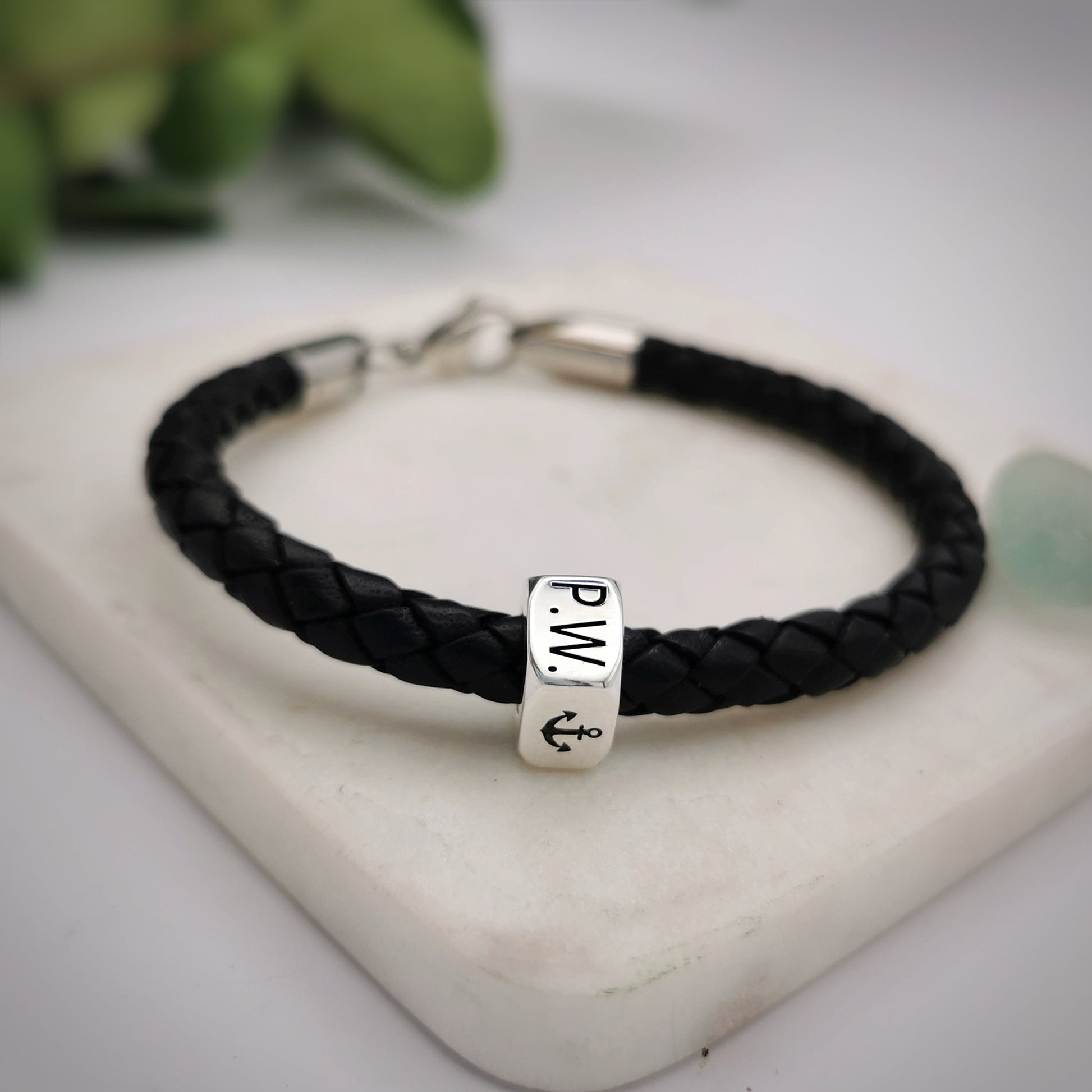 Wanderlust Symbols on Contemporary Leather Band