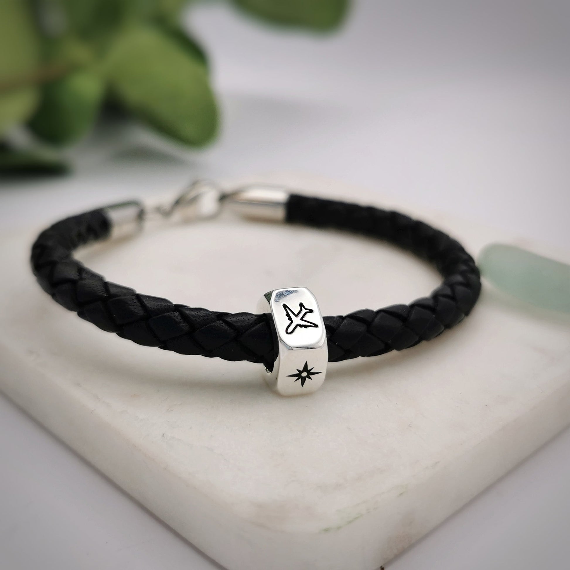 Travel-themed Aeroplane and Compass Bracelet