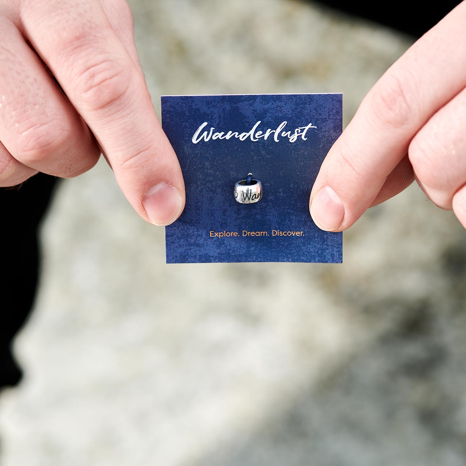 Wanderlust gift card with silver charm fits pandora going away travelling gift