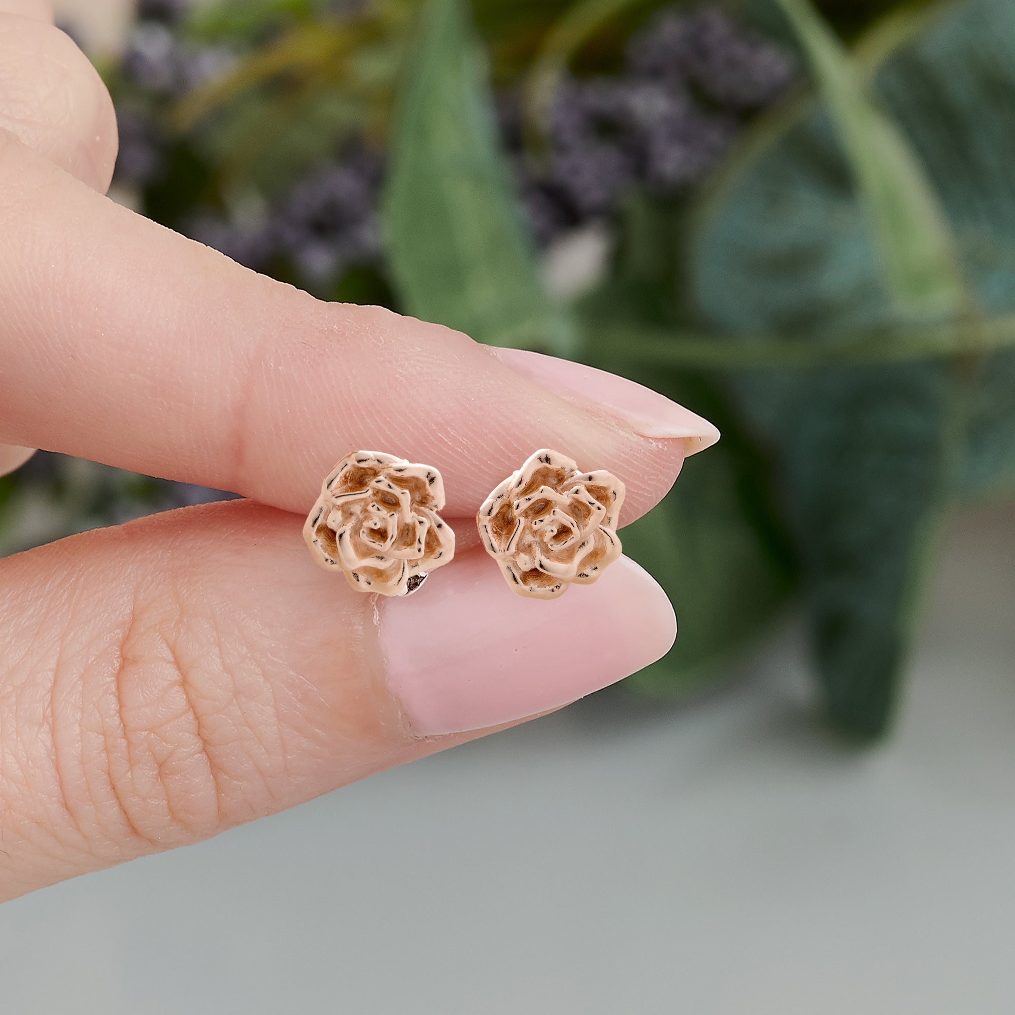 wild rose silver rose gold plated stud earrings scarlett jewellery UK