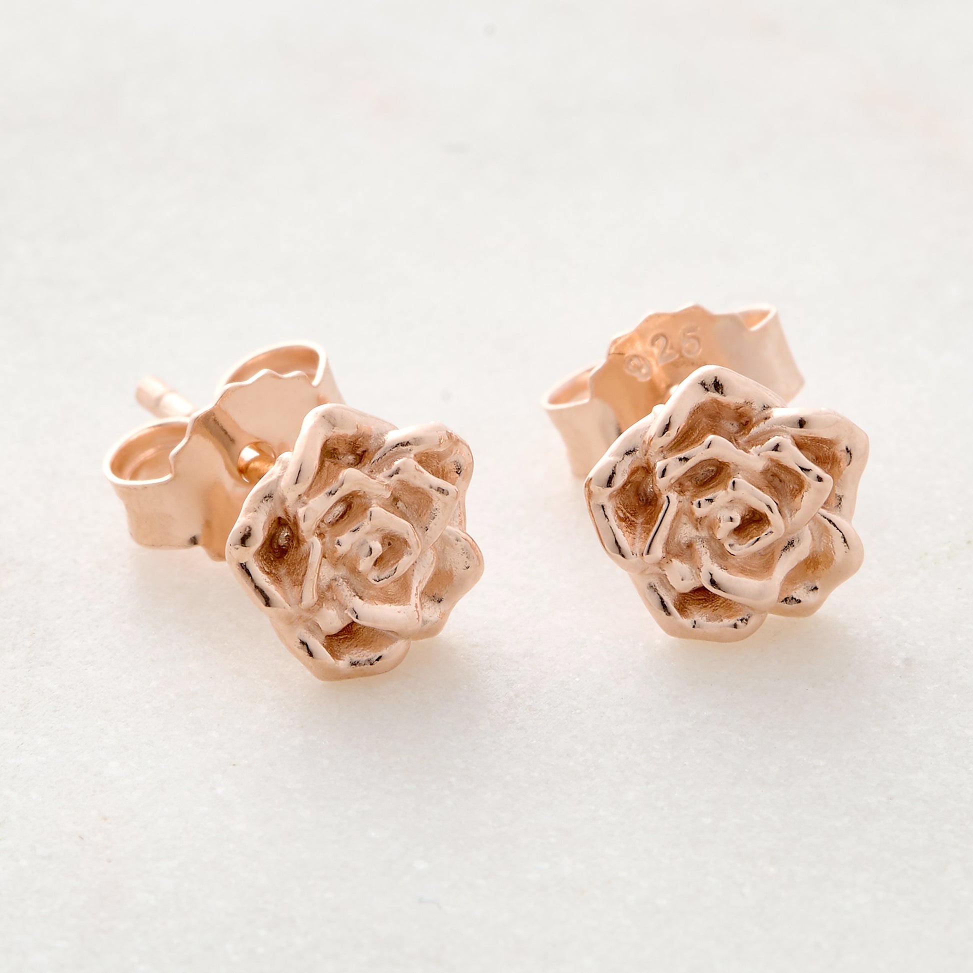 wild rose silver rose gold plated stud earrings scarlett jewellery UK