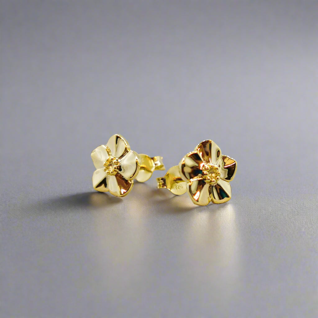 18ct gold vermeil forget me not studs scarlett jewellery language of flowers jewellery