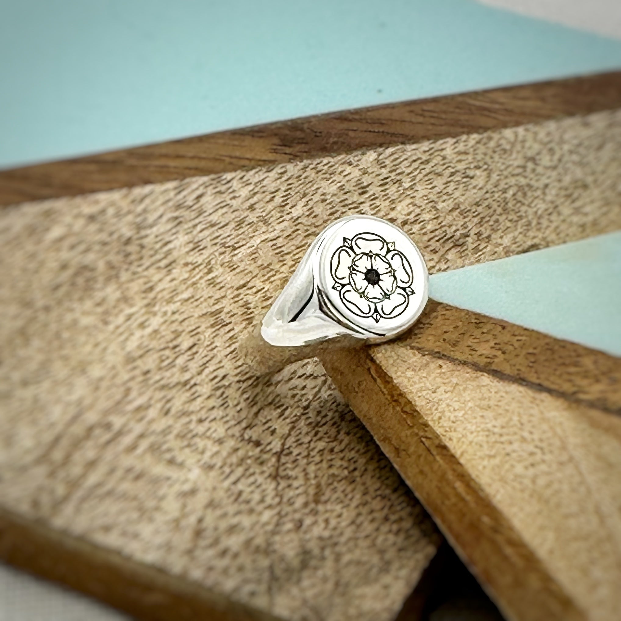 bespoke yorkshire rose mana silver pinky ring